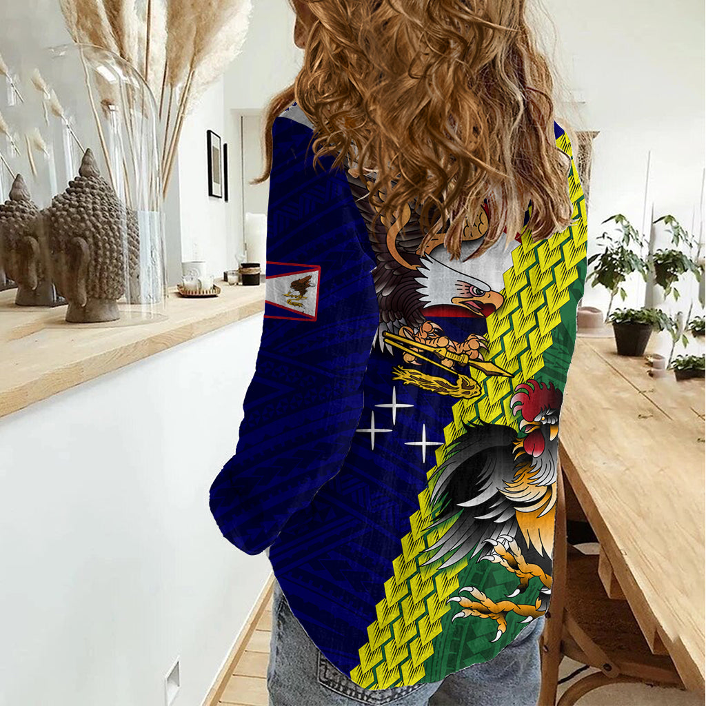 Manu'a Island und American Samoa Damen Casual Shirt Hahn und Adler Maskottchen LT03