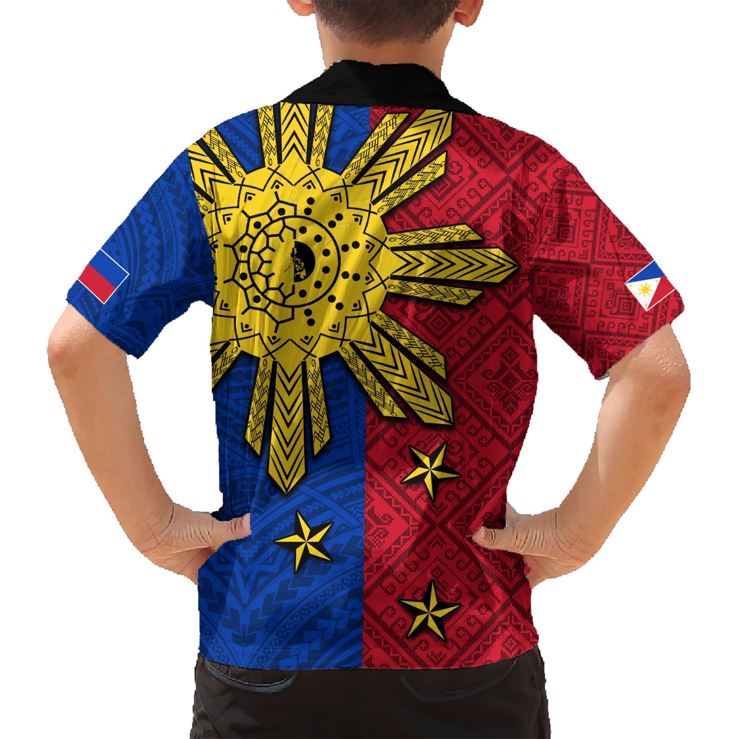 Philippinen Sun Batok Tattoo Hawaiihemd Polynesisches und Yakan Muster LT03