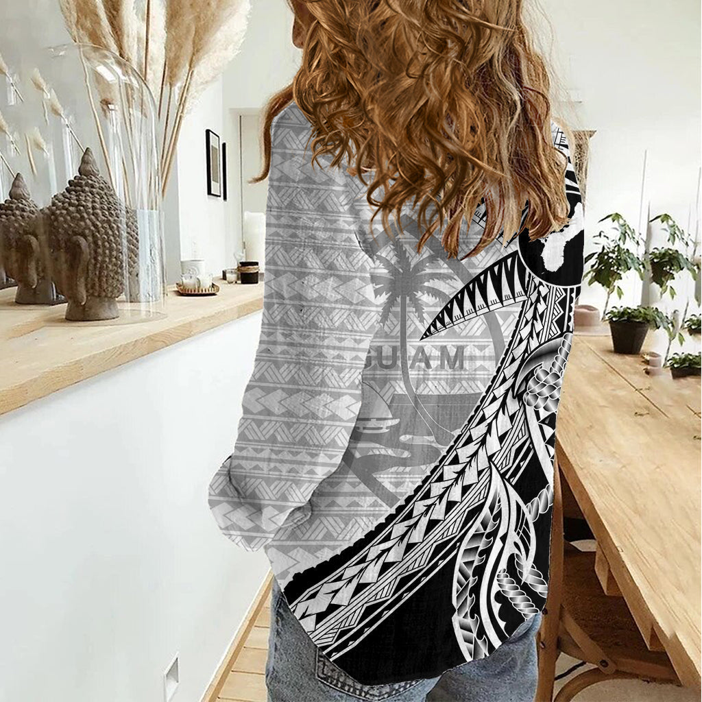 Guam Angelhaken und Palme Damen Freizeithemd Polynesisches Muster Half Style LT03