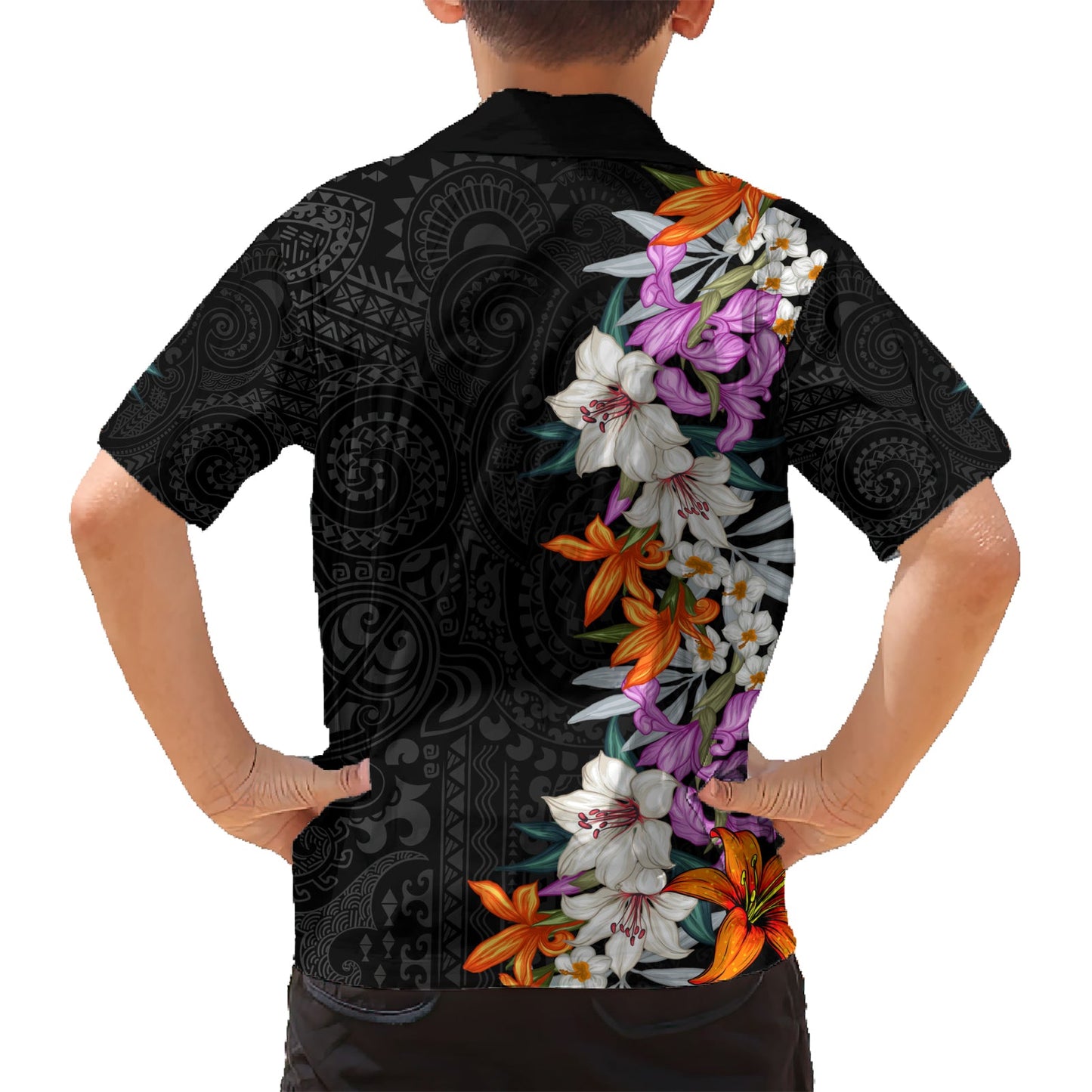 Hawaii Tropische Blätter und Blumen Hawaiihemd Tribal Polynesian Muster LT03