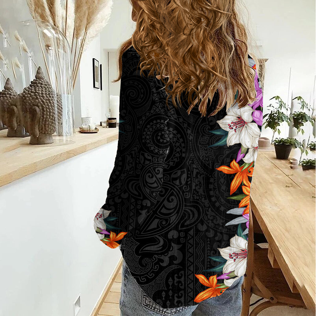 Hawaii Tropische Blätter und Blumen Frauen Casual Shirt Tribal Polynesian Muster LT03