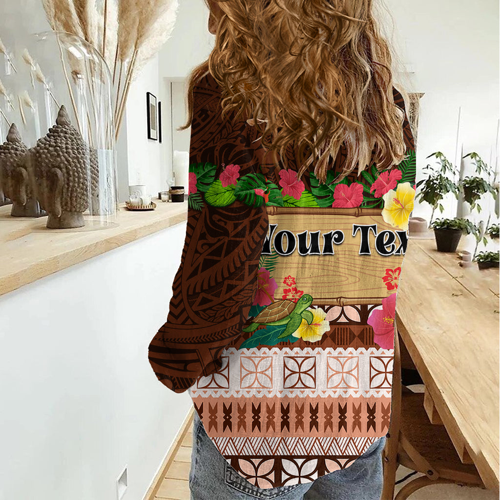 Pasifika Festival Auckland Damen Freizeithemd Polynesian Tribal mit Pazifik-Muster Braun Farbe LT03