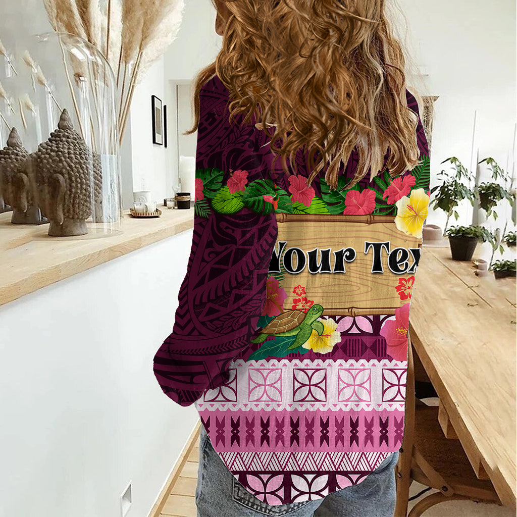 Pasifika Festival Auckland Damen Freizeithemd Polynesian Tribal mit Pazifik-Muster Rosa Farbe LT03