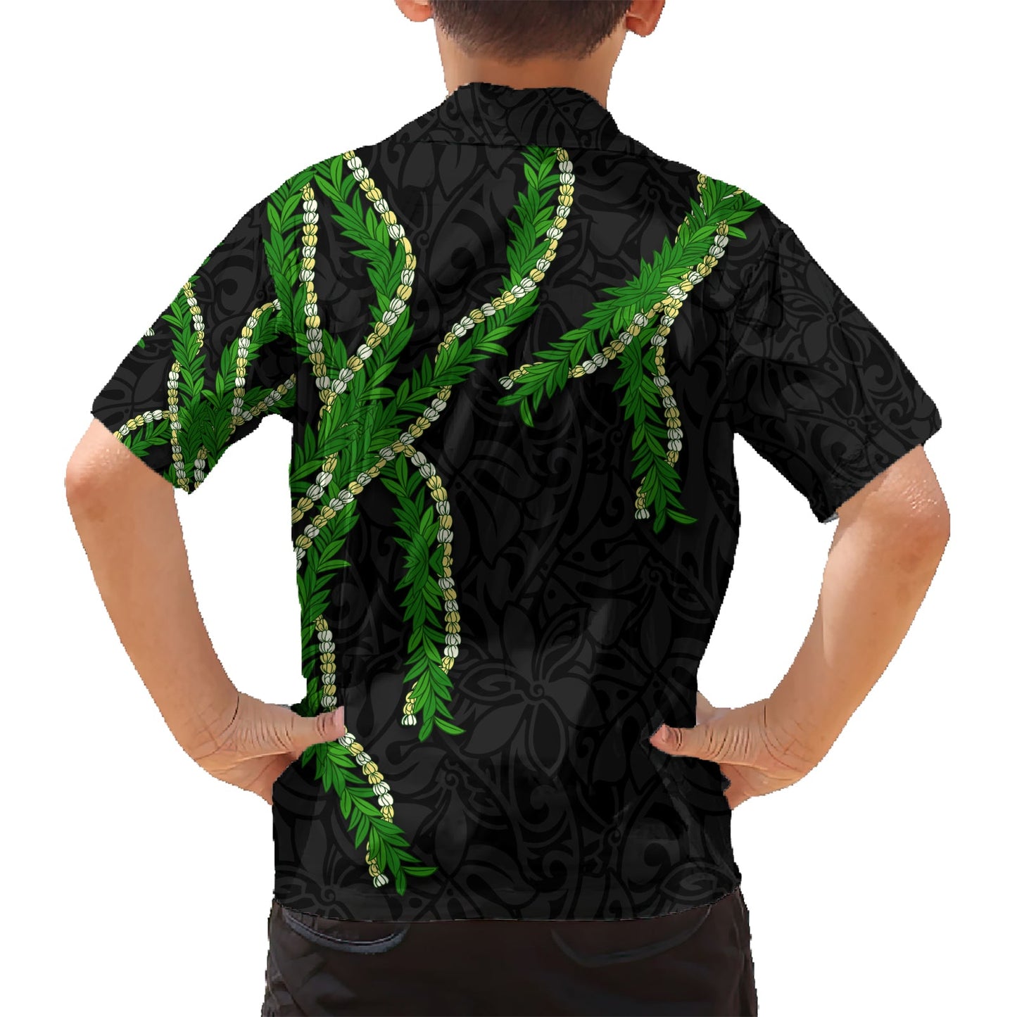 Hawaii Maile Lei Hawaiihemd Aloha Schwarz Farbe LT03