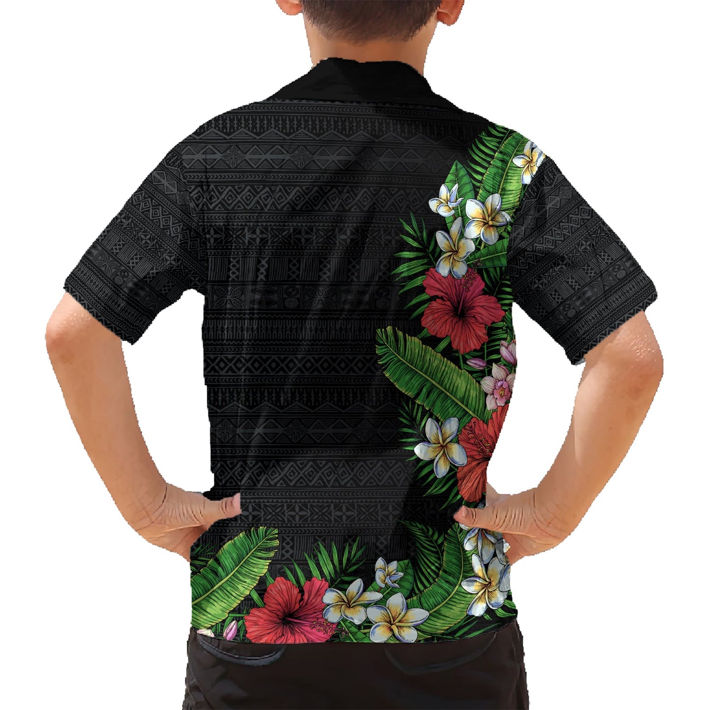 Hawaii Tropische Blumen und Blätter Hawaiihemd Tapa Muster Bunt Mode LT03