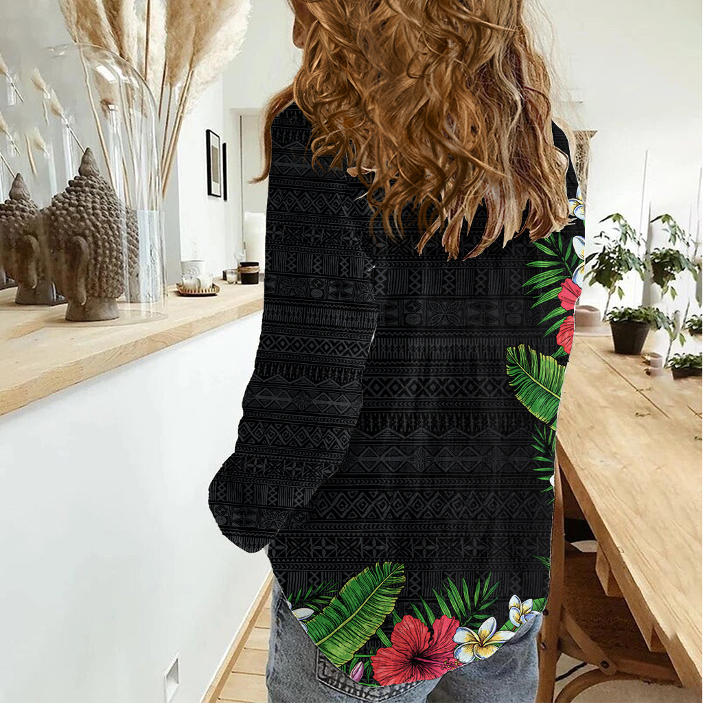 Hawaii Tropische Blumen und Blätter Frauen Casual Shirt Tapa Muster Bunte Mode LT03