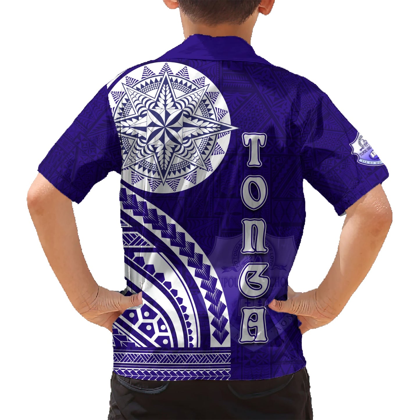 Tupou College Toloa Hawaiihemd Ngatu und polynesisches Muster LT03