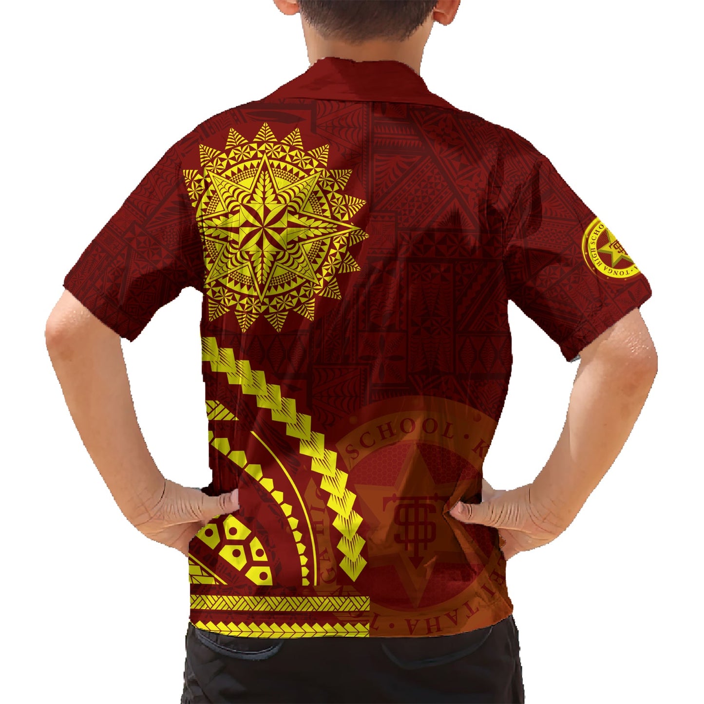 Tonga High School Hawaiihemd Ngatu und polynesisches Muster LT03