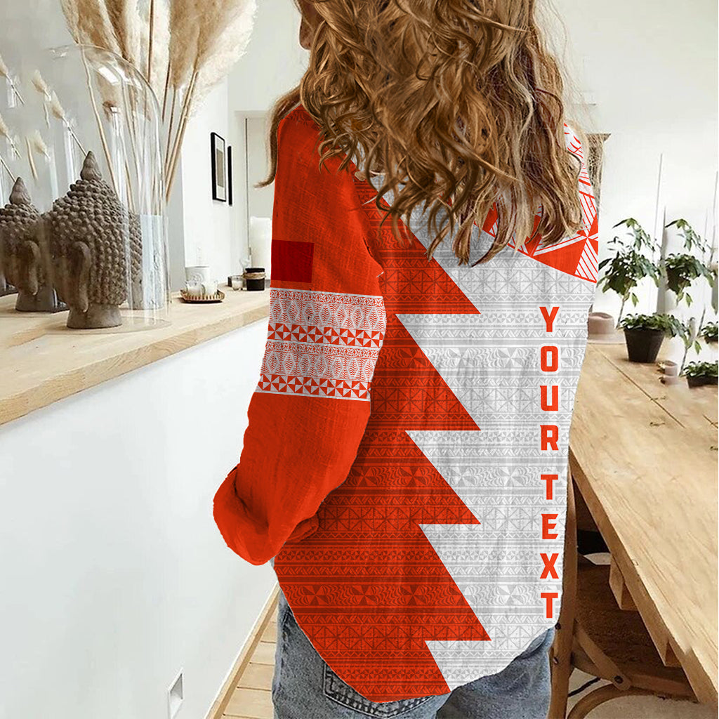 Benutzerdefinierte Tonga Rugby Frauen Casual Shirt Ikale Tahi Ngatu Tribal Muster Halb Stil LT03
