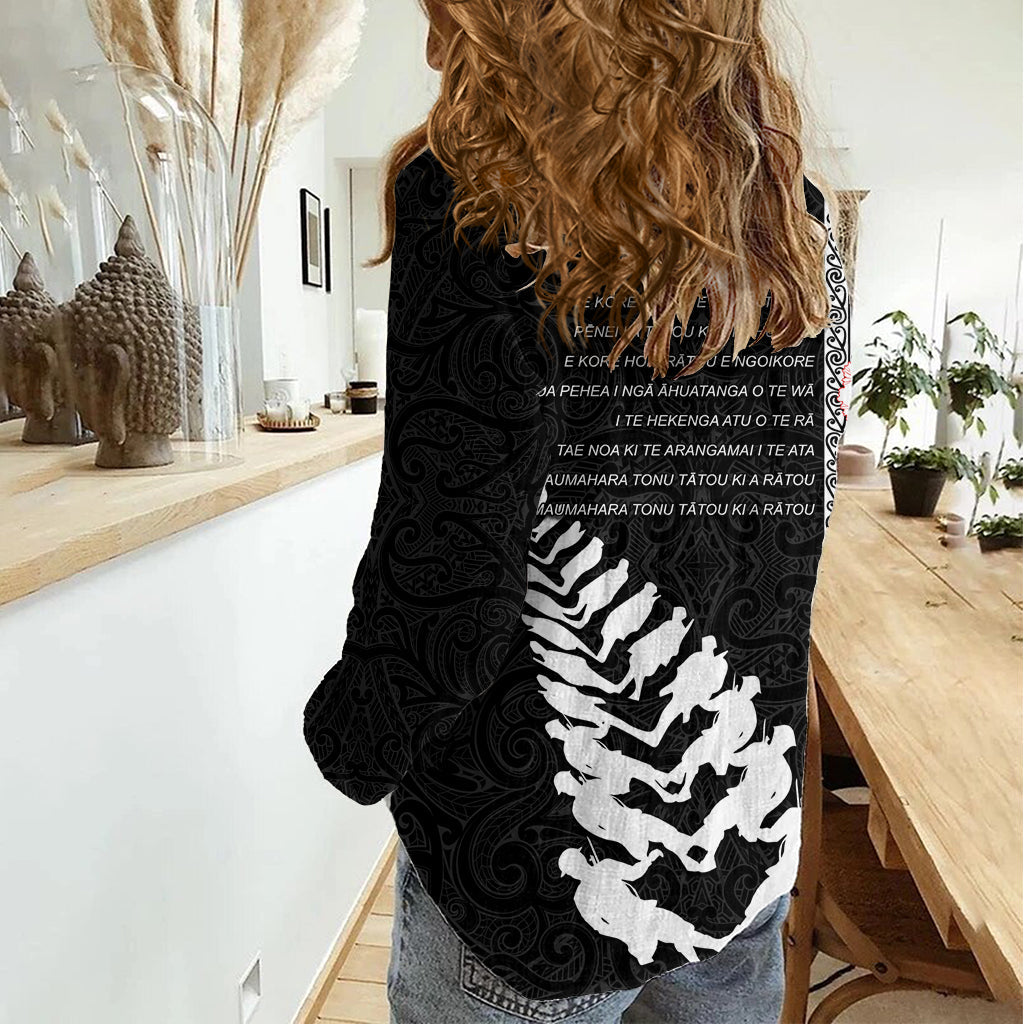 Neuseeland ANZAC Day Damen Freizeithemd Soldat Silberfarn mit roten Mohnblumen Maori Stil LT03