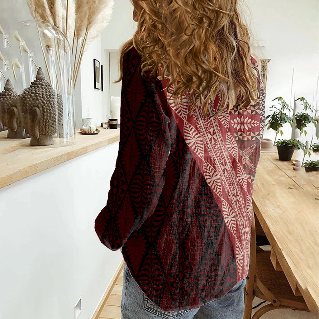 Tonga Fonulei und Ngatu Muster Damen Freizeithemd LT03