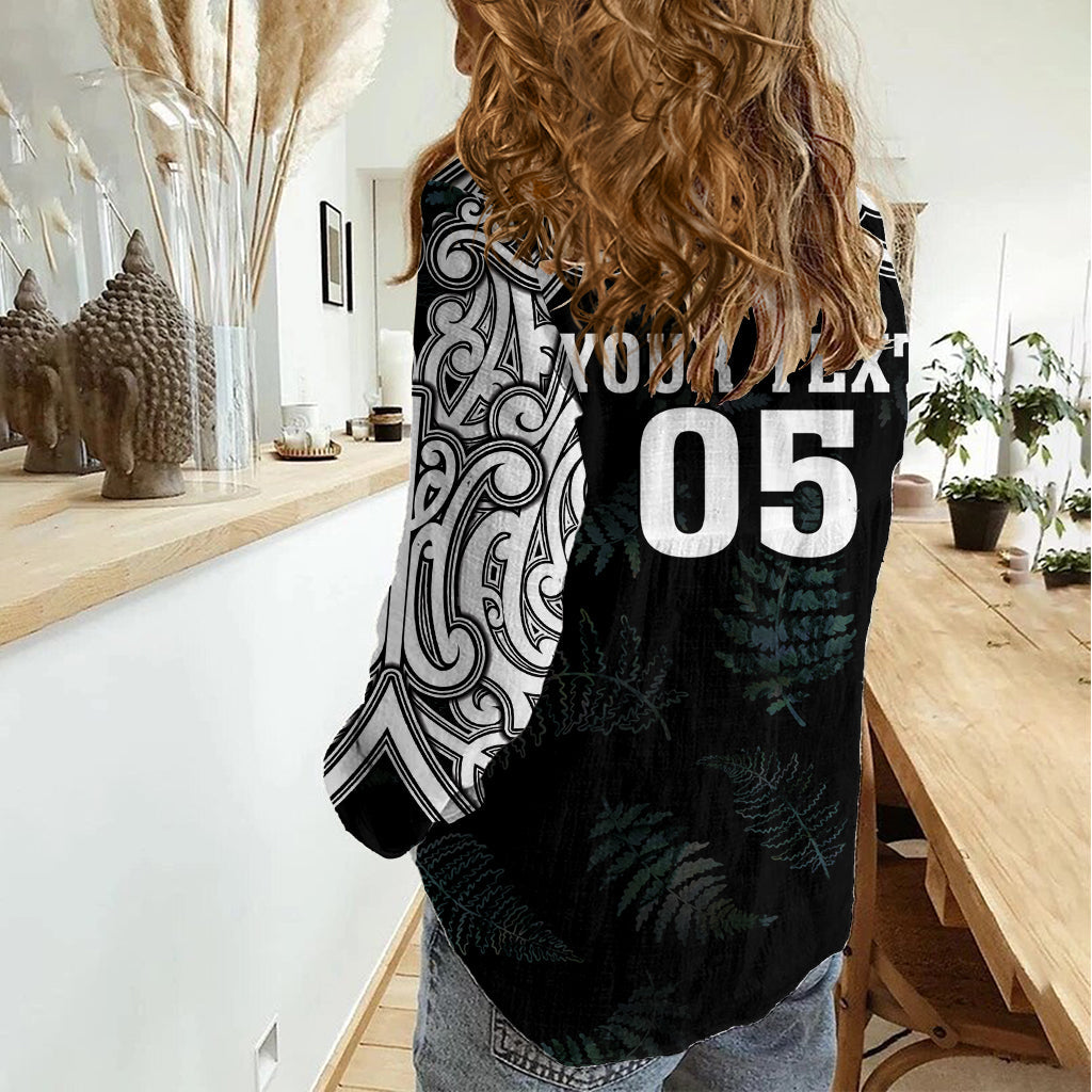 Benutzerdefinierte Neuseeland Farn Frauen Rugby Frauen Casual Shirt Maori Muster LT05