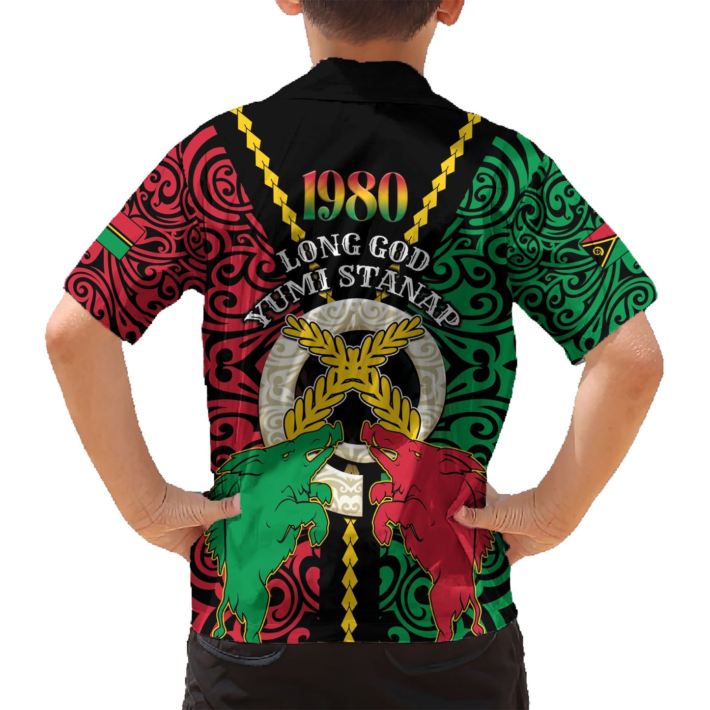 Vanuatu 44. Unabhängigkeitstag Hawaiihemd Langgott Yumi Stanap Wildschwein LT05