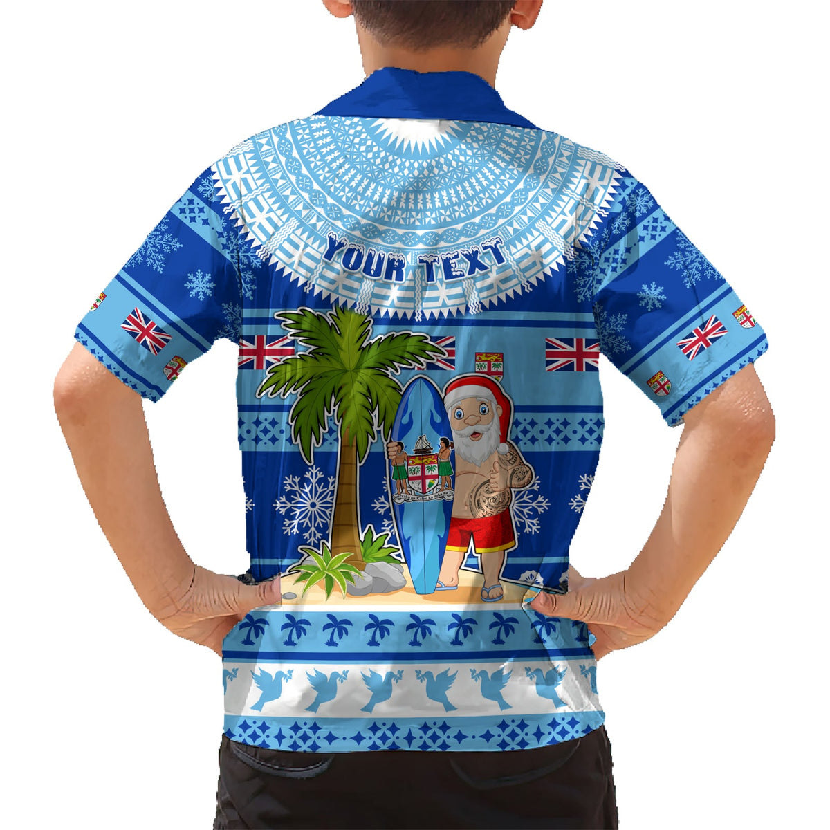 Personalisiertes Fidschi Weihnachten Hawaiihemd Weihnachtsmann Surf Marau Na Kerisimasi LT05