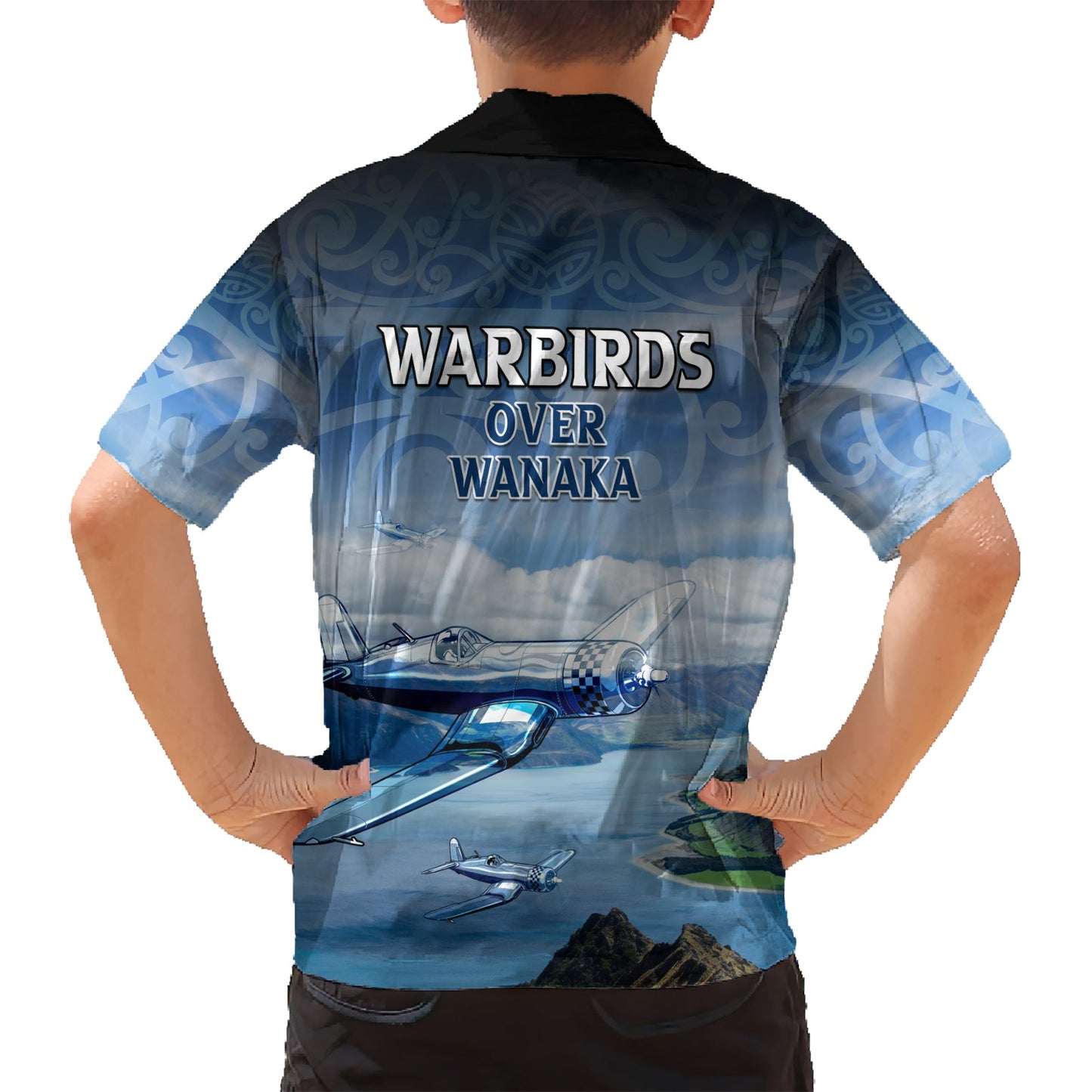 Hawaiihemd mit Maori-Muster, Neuseeland, Wanaka Air Show, LT05