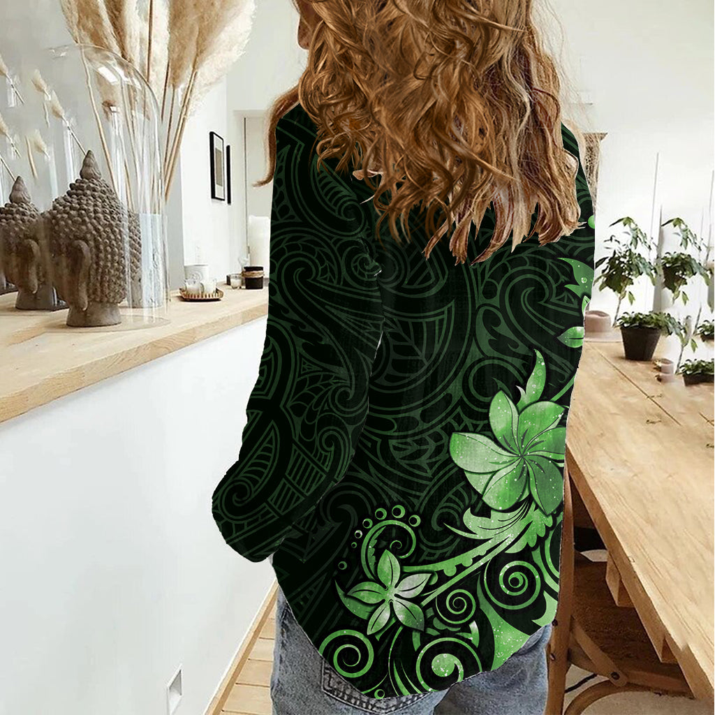 Matariki New Zealand Damen Freizeithemd Maori Muster Grün Galaxy LT05