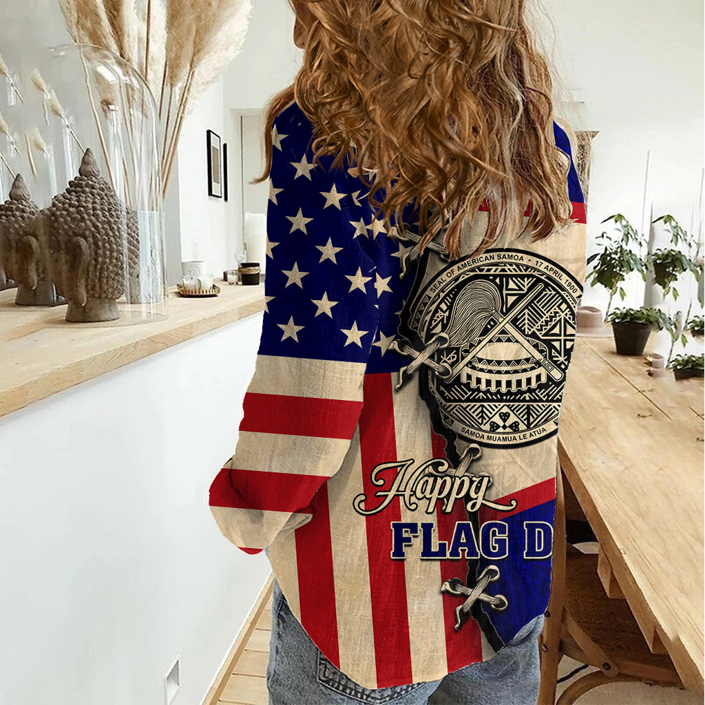 Tag der Flagge von Amerikanisch-Samoa, Damen, lässiges Hemd, polynesisches Stammesmuster, LT05