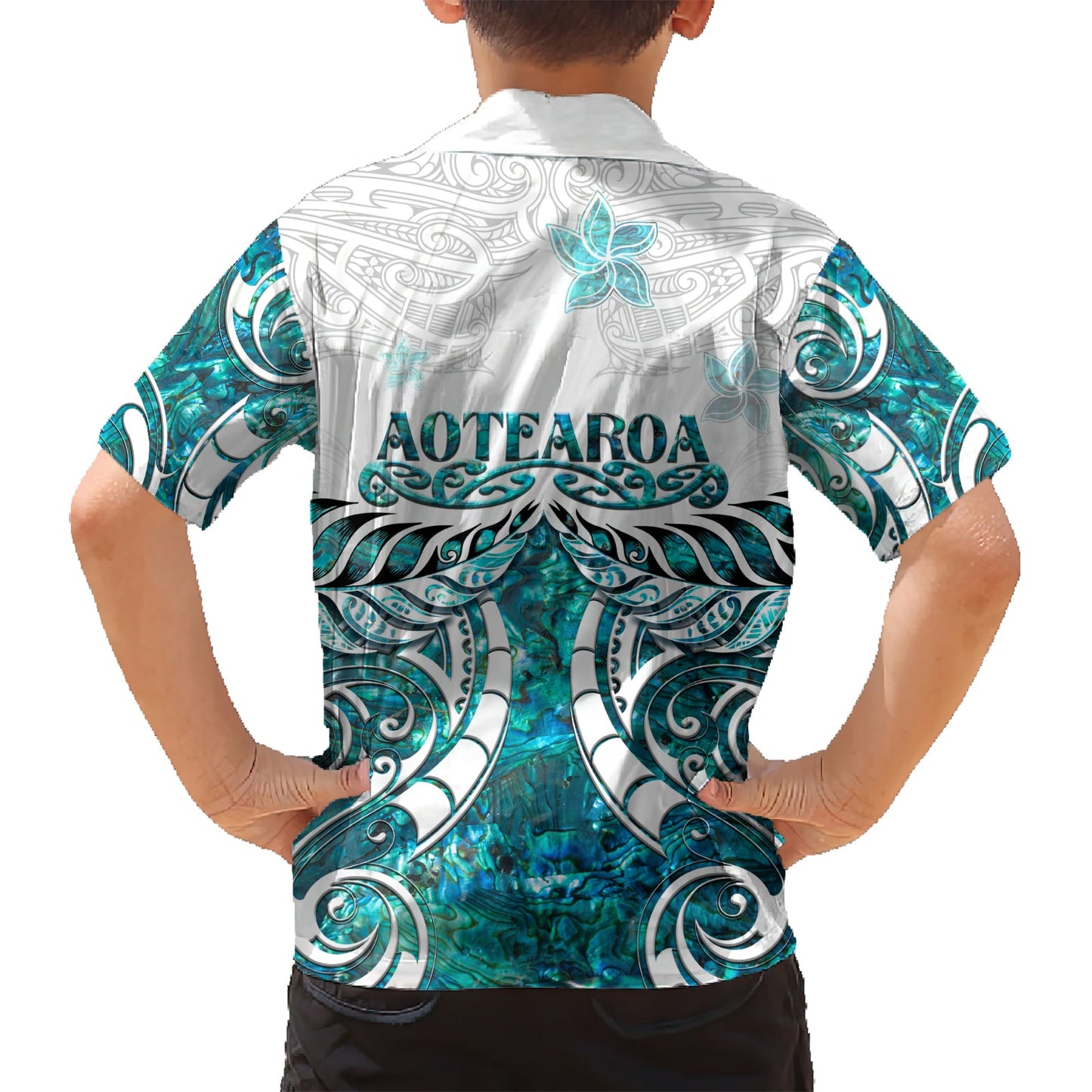 Neuseeland Aotearoa Kia Ora Hawaiihemd Paua Shell Maori Silber Farn LT05