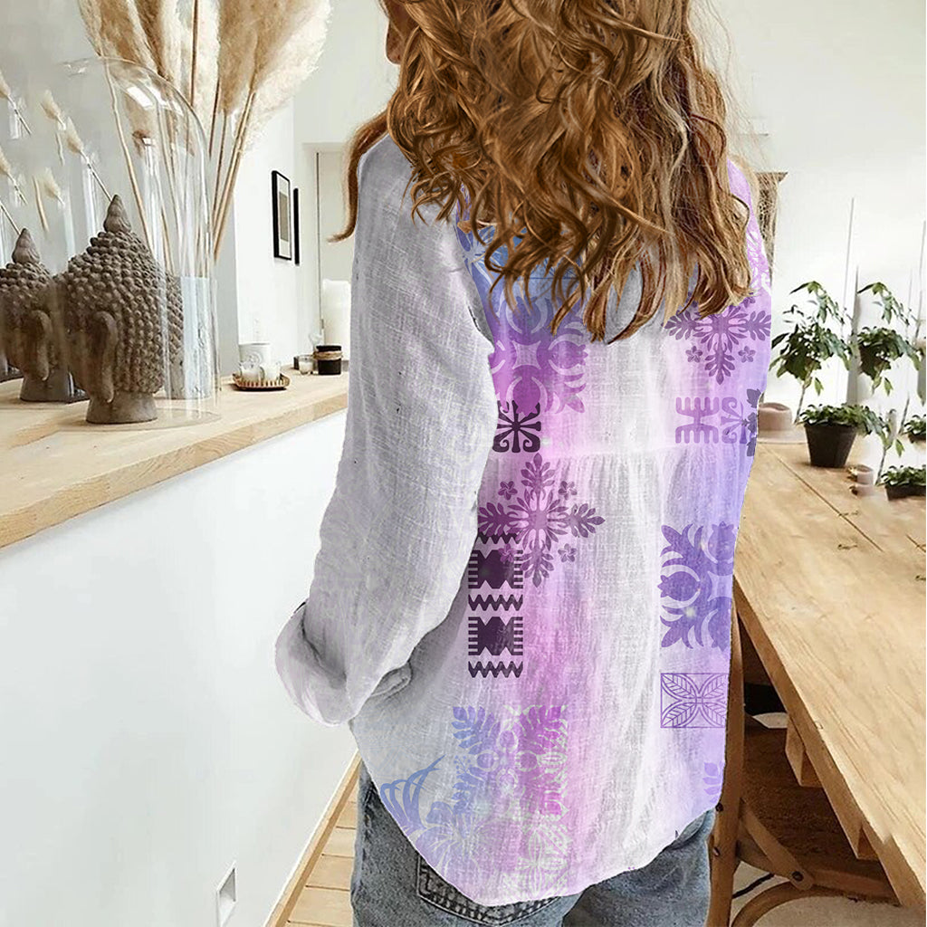 Hawaiian Quilt Damen Freizeithemd Vintage Muster Galaxy LT05