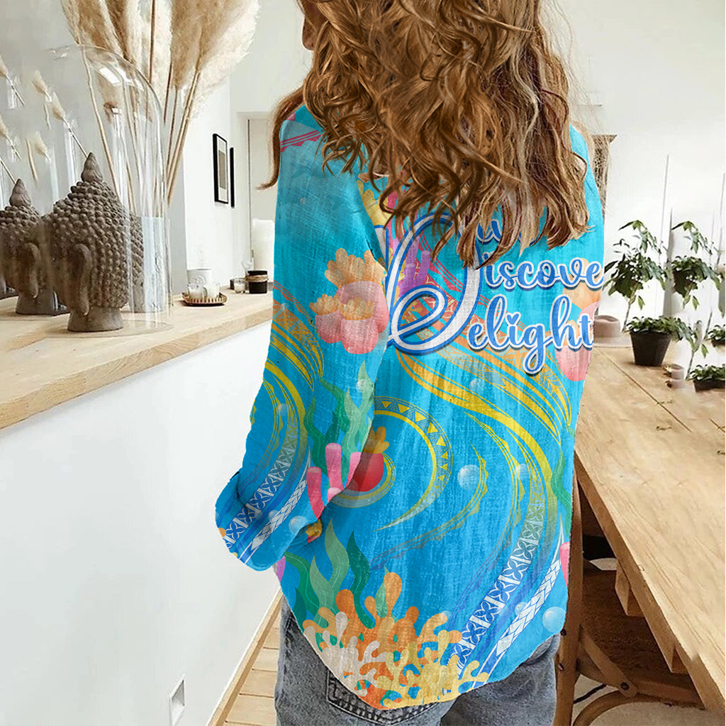Unter dem Meer Scuba Diving Frauen Casual Shirt Polynesian Muster LT05