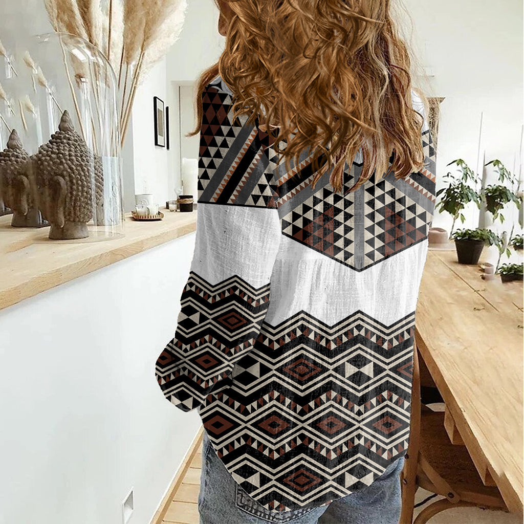 Neuseeland Aotearoa Frauen Casual Shirt Taniko Kunst Einfachen Stil LT05