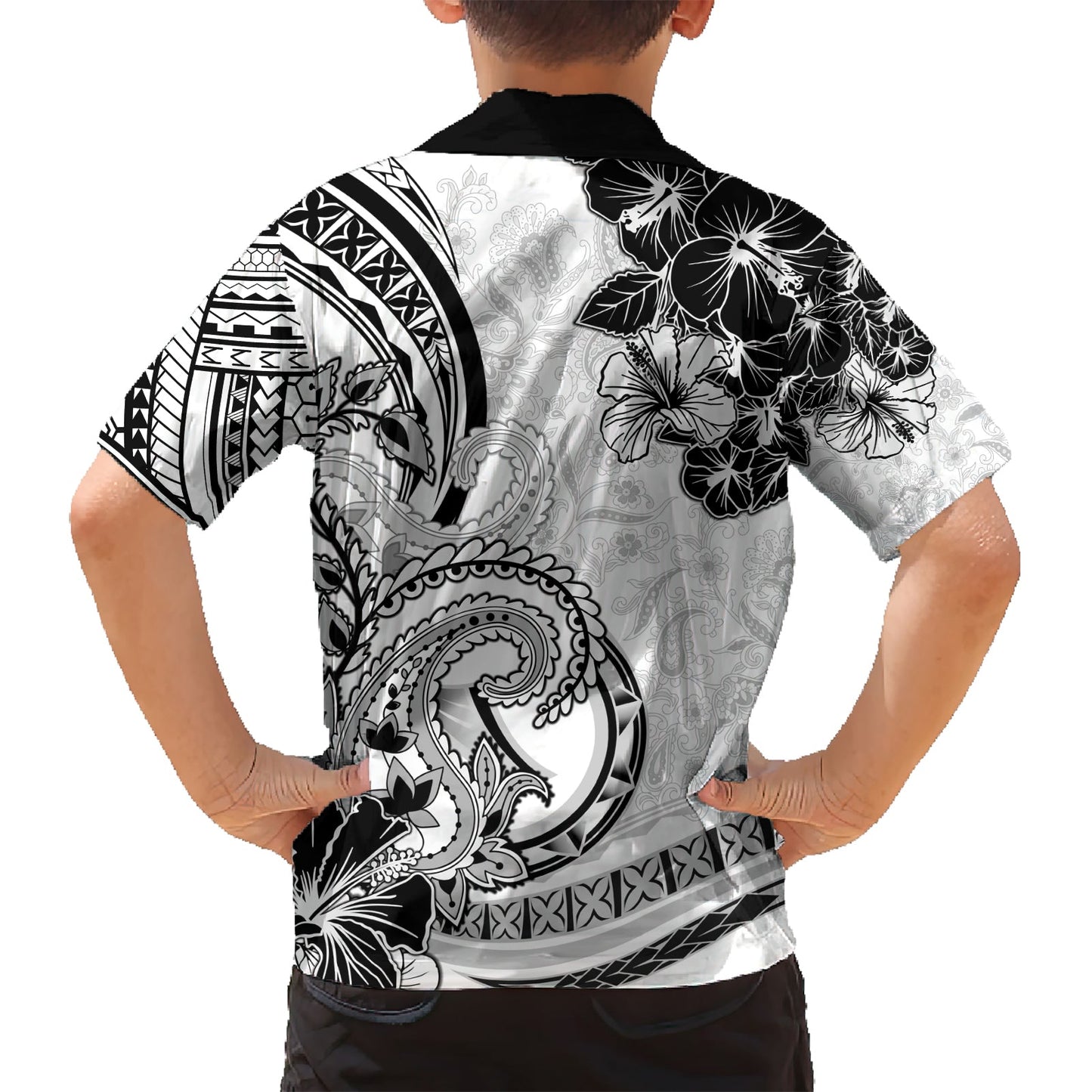 Polynesia Paisley Hawaiihemd Mix Weiß Polynesianisches Muster LT05
