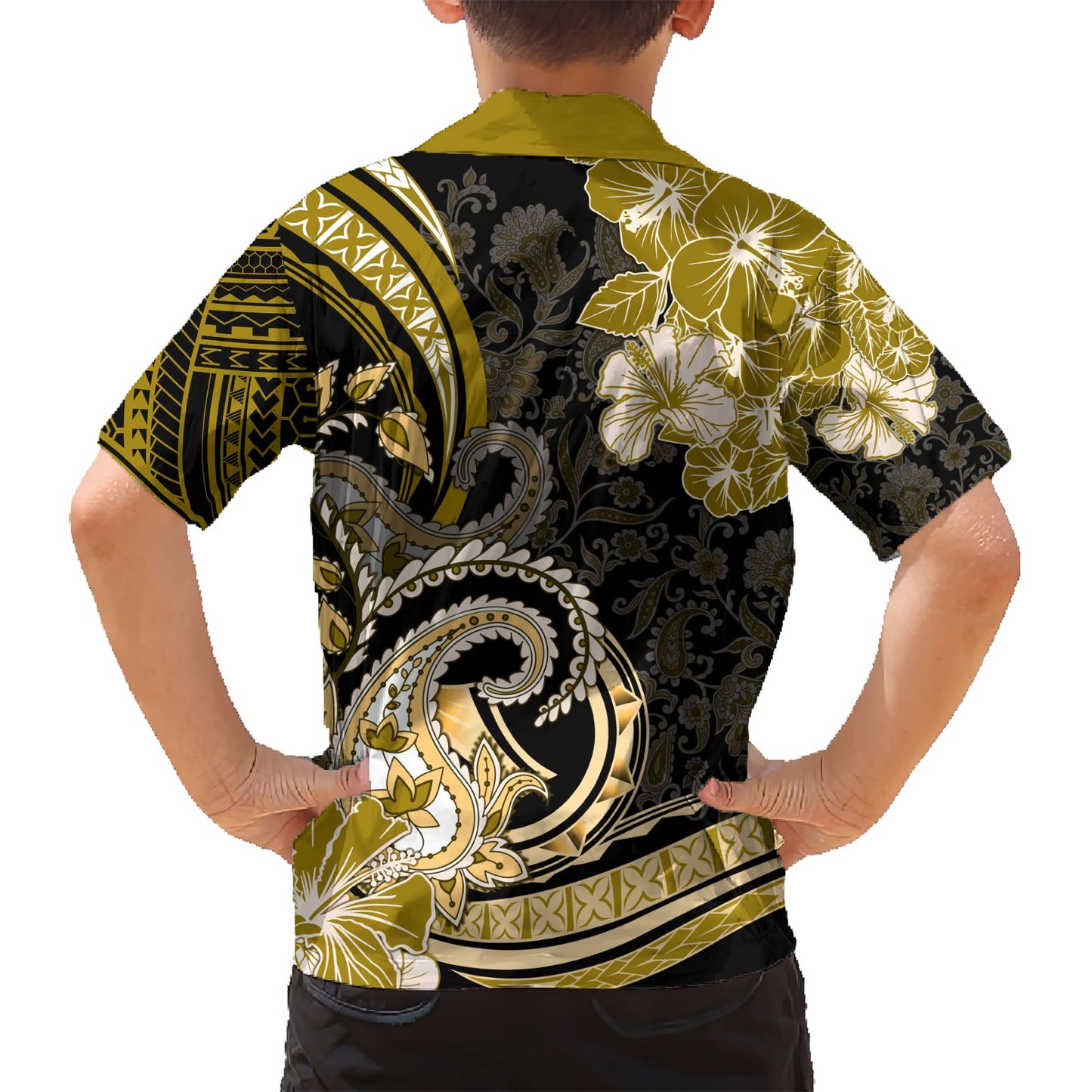 Polynesia Paisley Hawaiihemd Mix Gold Polynesianisches Muster LT05