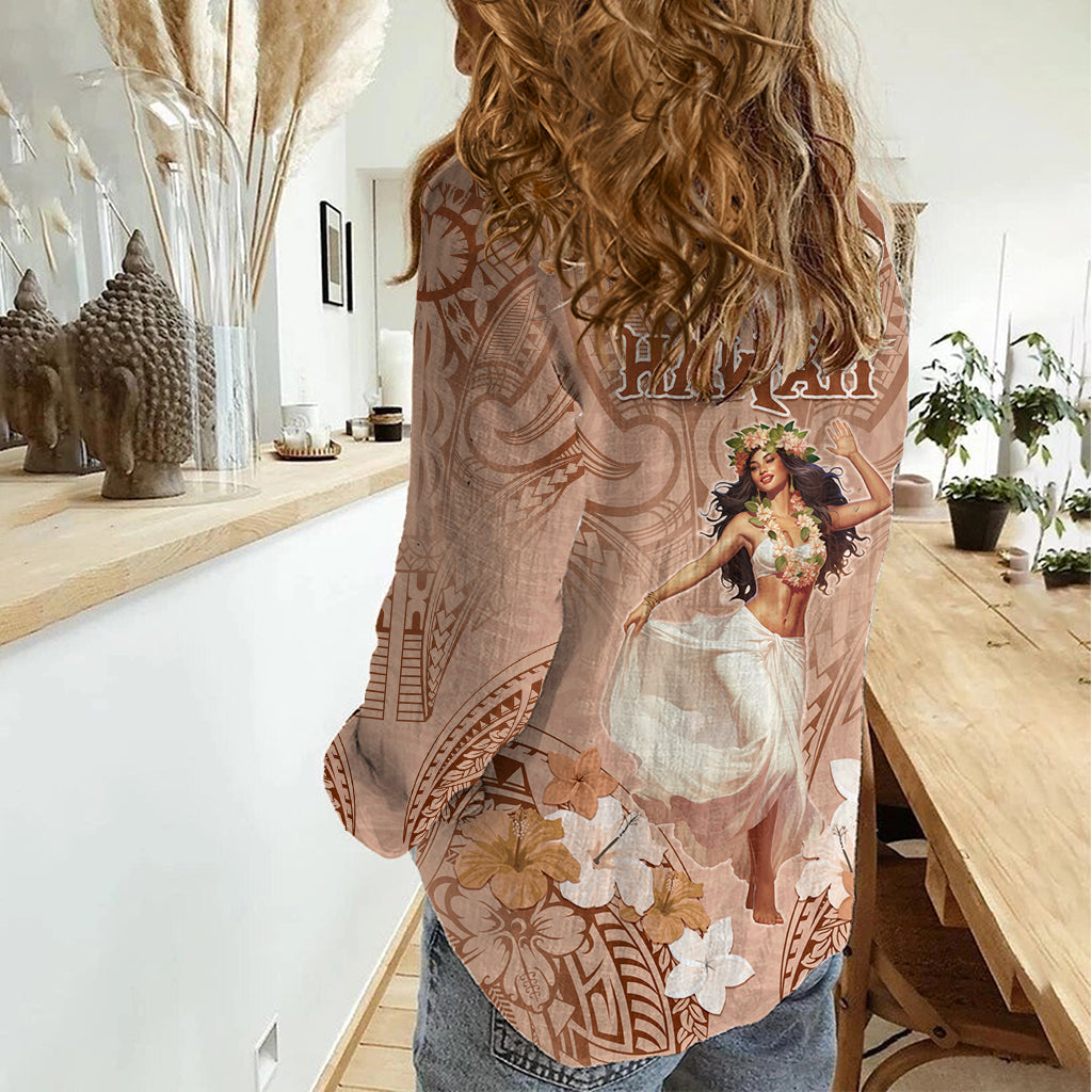 Hawaii Frauentag Damen Freizeithemd mit polynesischem Muster LT05