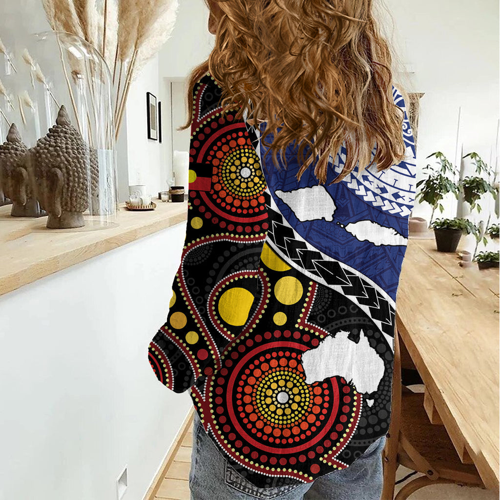 Samoa und Australien zusammen Frauen Casual Shirt Aborigine-Mix Polynesian LT05