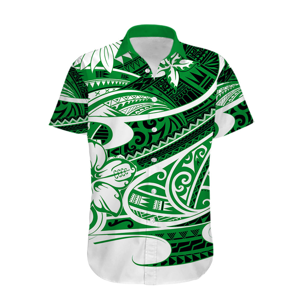 Polynesisches Tribal Hawaiihemd Grün LT6
