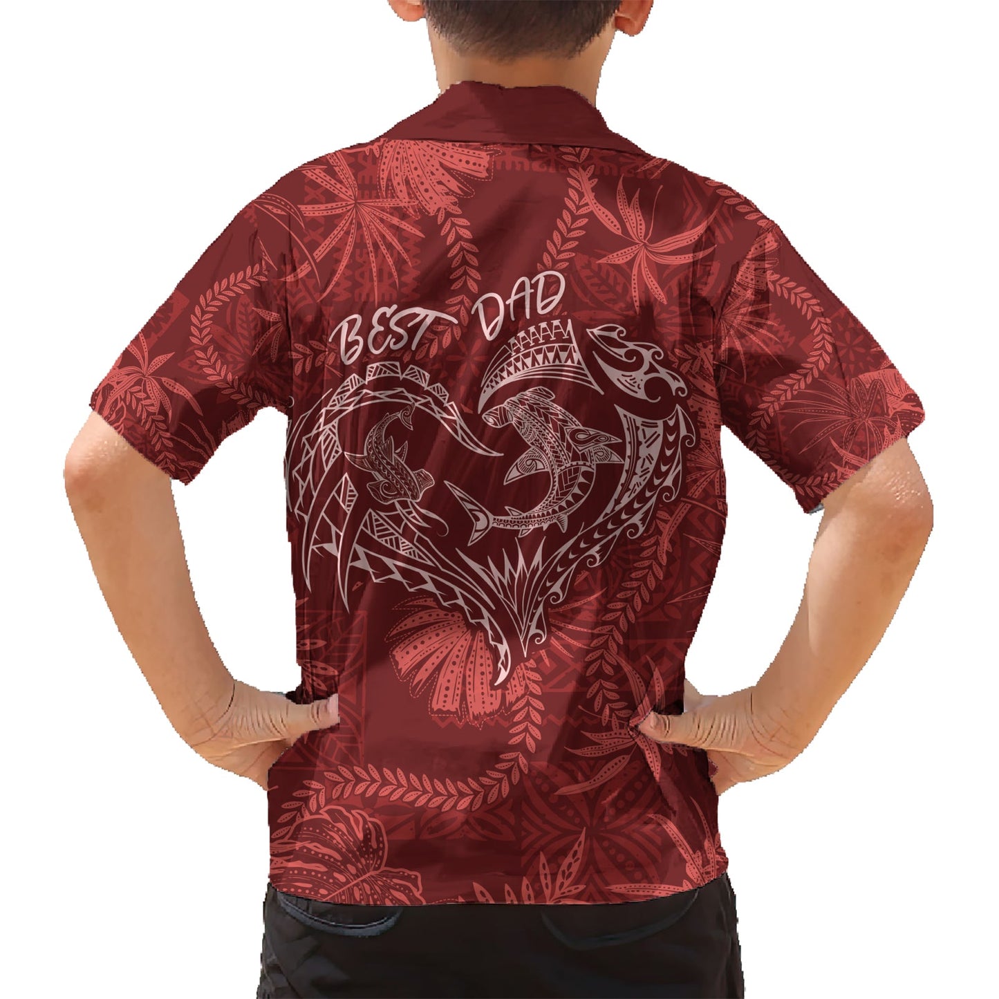 Hawaiian Vatertag Vintage Lei Hawaiihemd Hauoli la Makuakane - Rot LT7