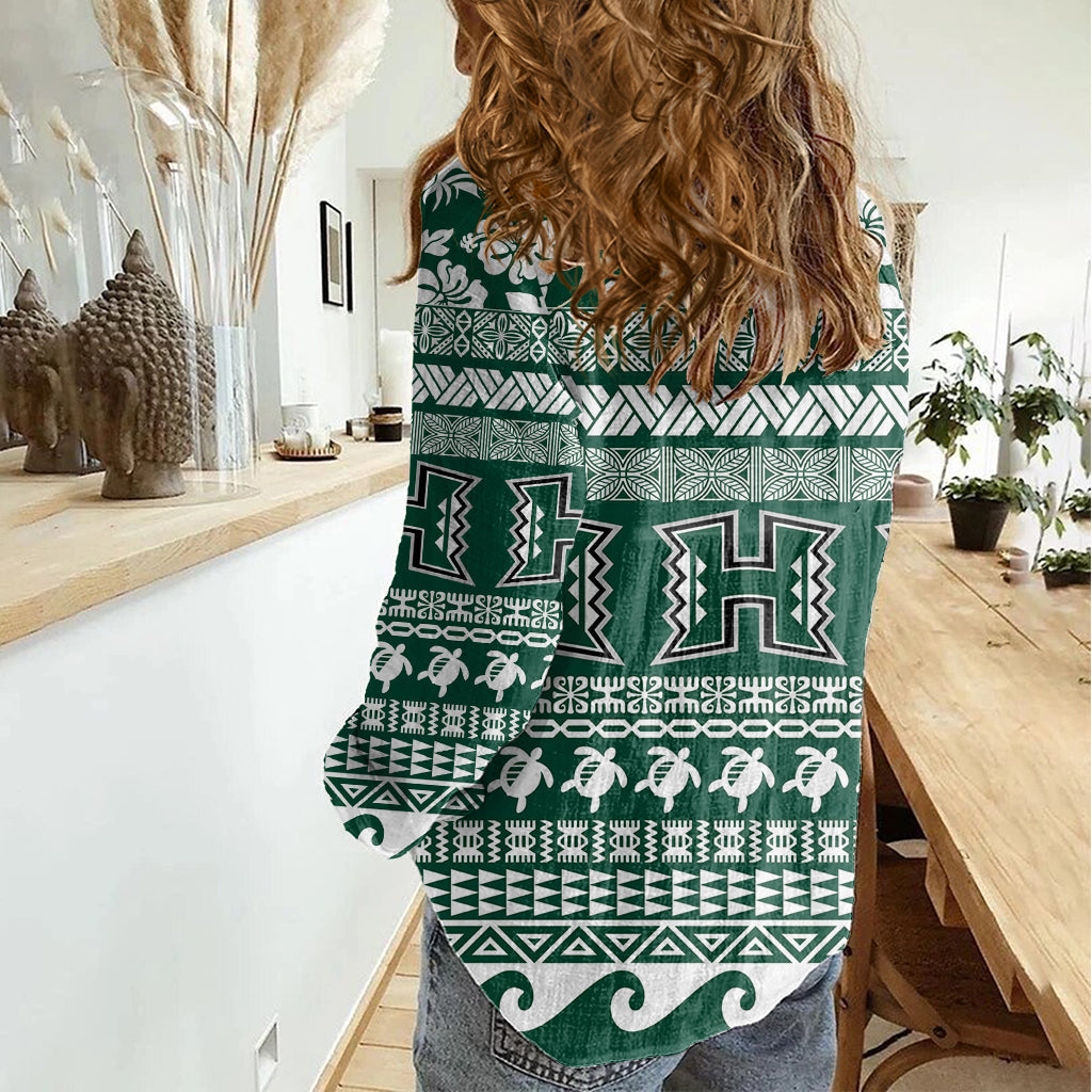 Hawaii Rainbow Warriors Weihnachten Damen Casual Shirt Kakau Motive LT7