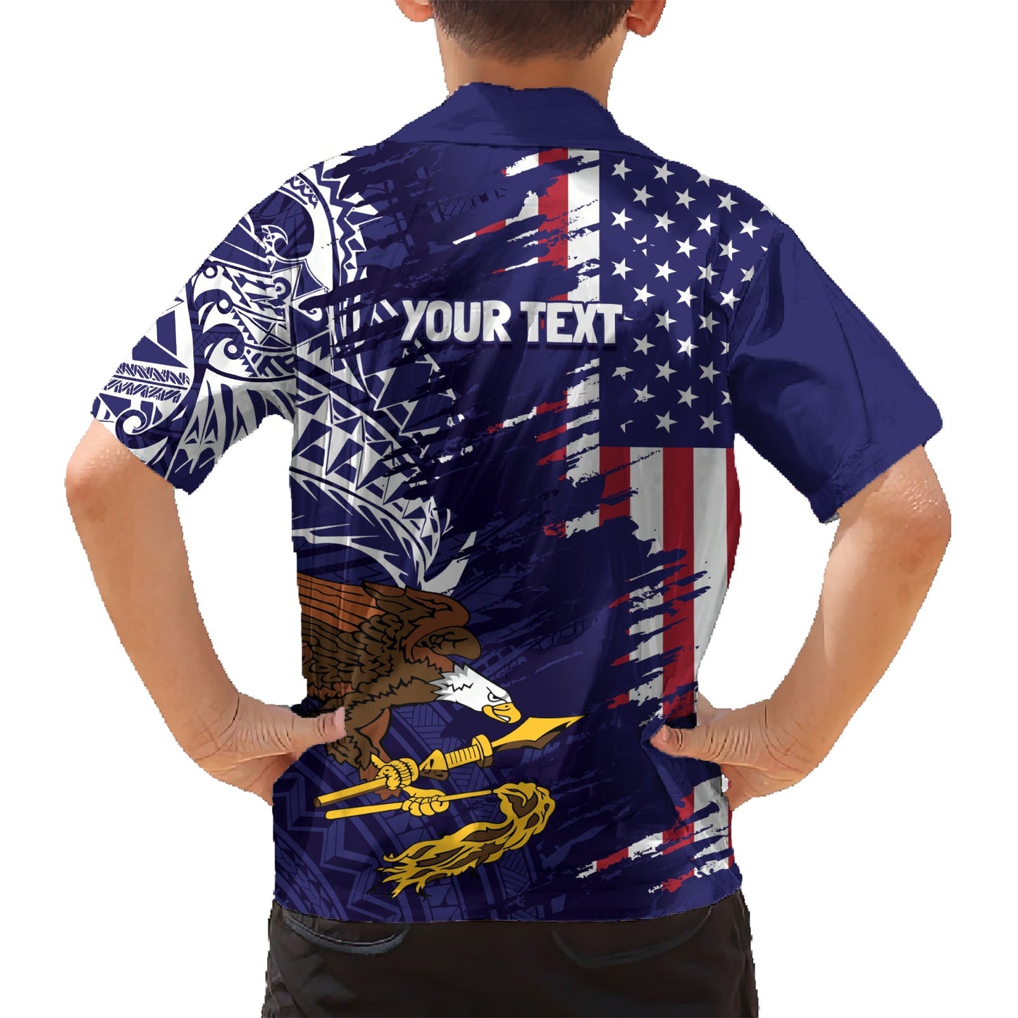Amerikanisch-Samoa Mix US Hawaiihemd Flagge Tag Grunge Style LT7