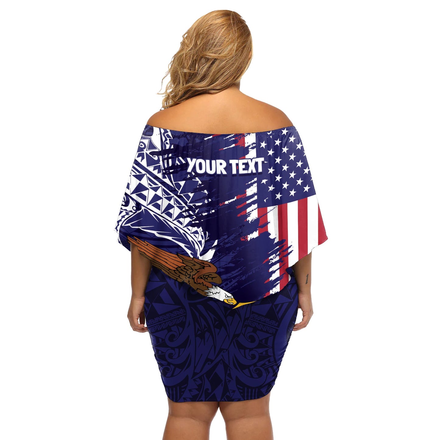 Amerikanisch-Samoa Mix US Off Shoulder Kurzes Kleid blumen Flag Day Grunge Style LT7
