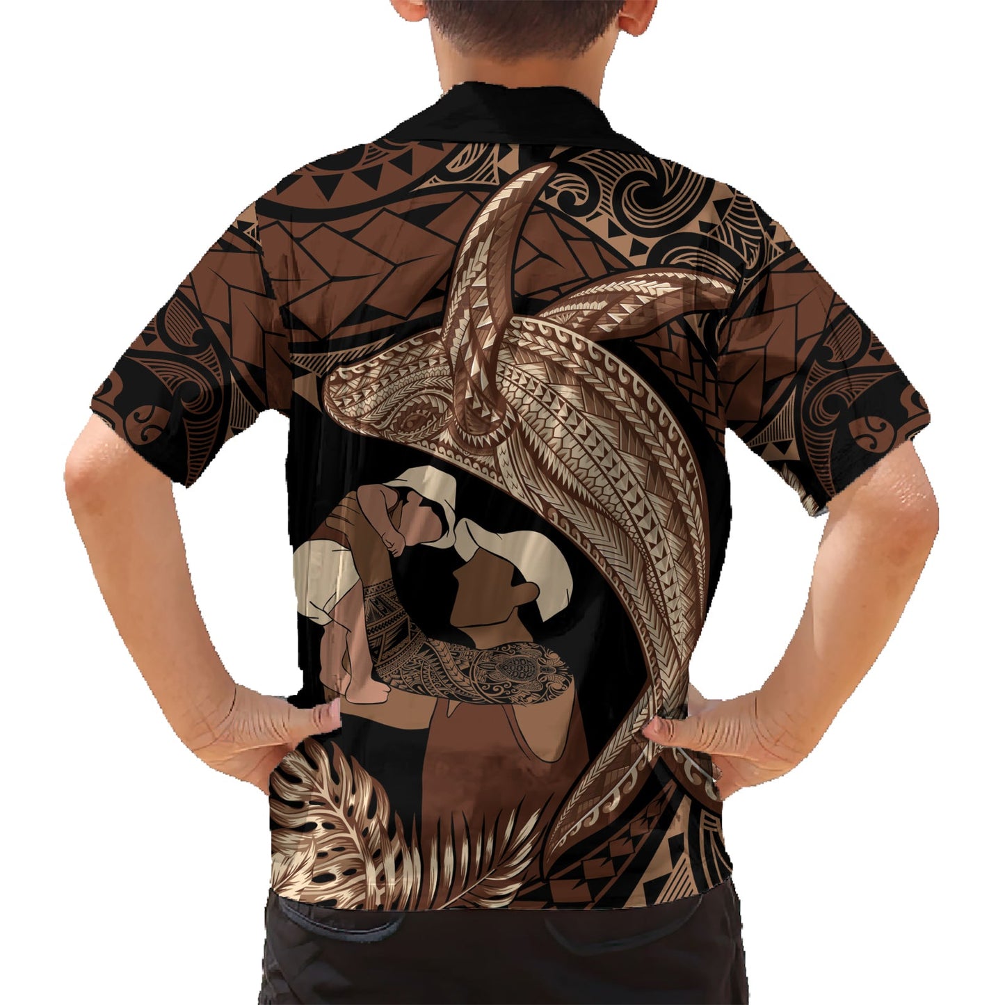 Vatertag Polynesian Muster Hawaiihemd Tropischer Buckelwal LT7