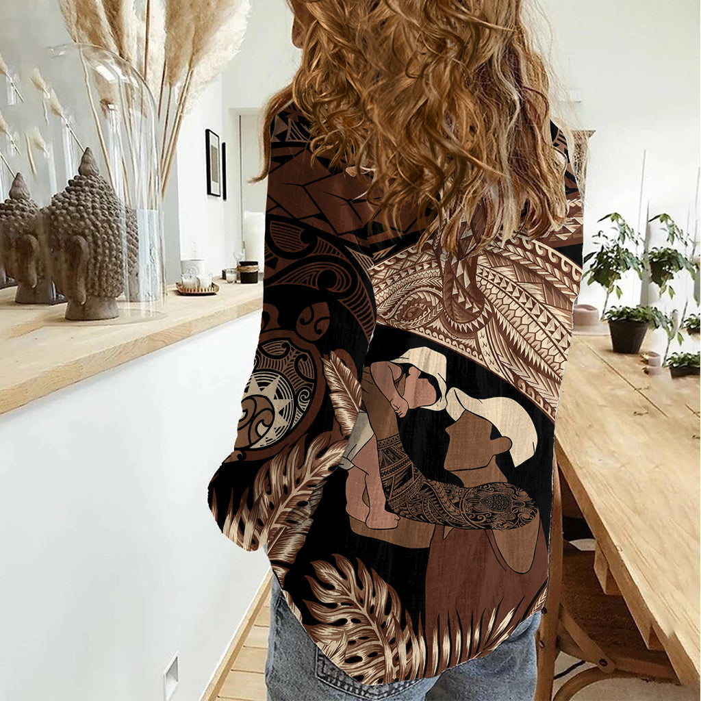 Vatertag Polynesian Muster Frauen Casual Shirt Tropischer Buckelwal LT7