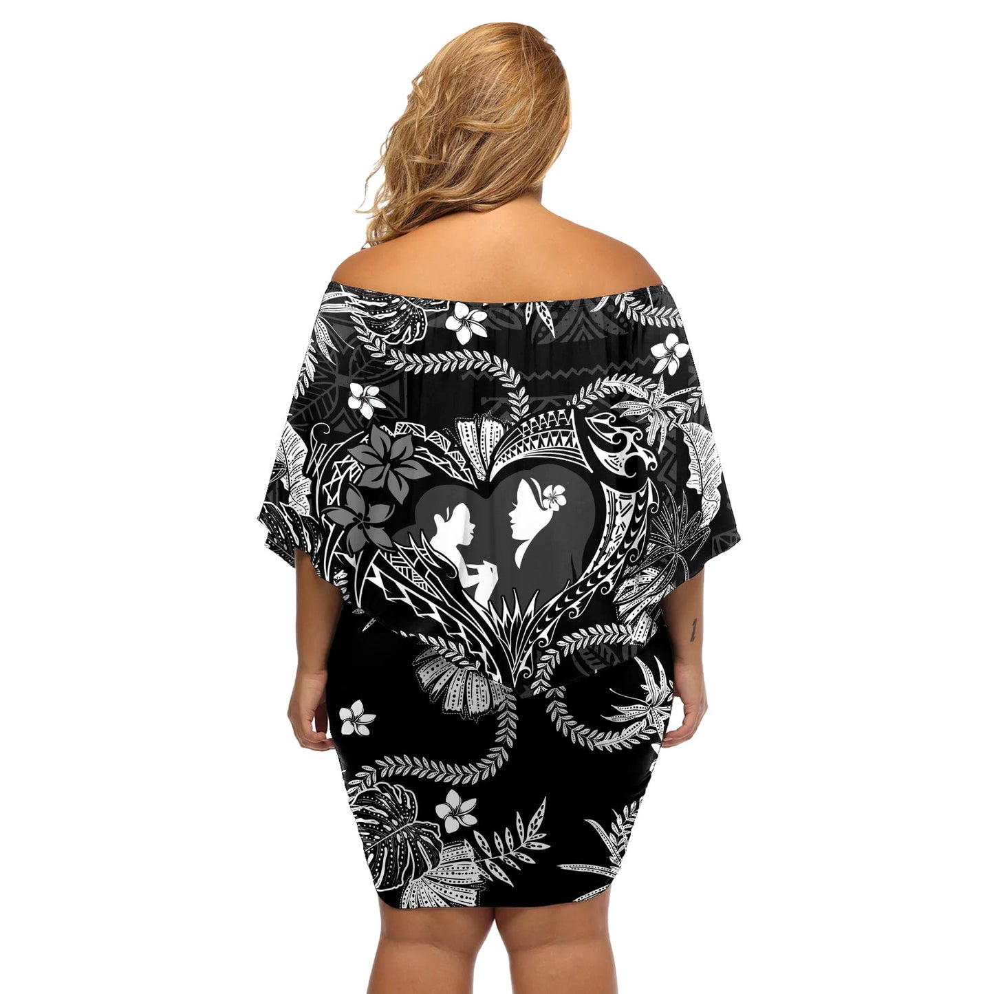 Hawaii Plumeria schulterfreies kurzes Kleid blumen Hau'oli la Makuahine Monochrome LT7