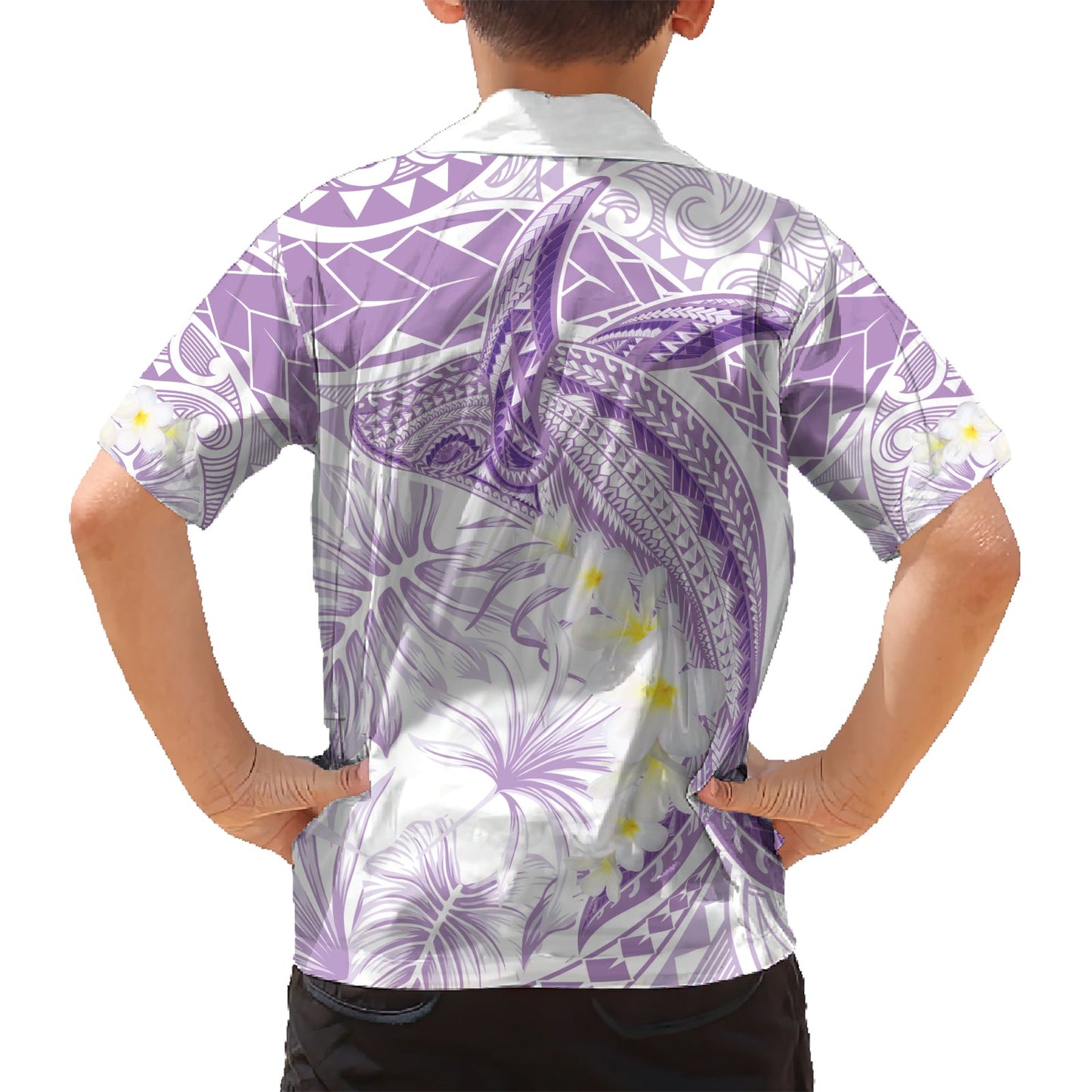 Polynesien Buckelwal Hawaiihemd Tropische Plumeria Lavendel LT7