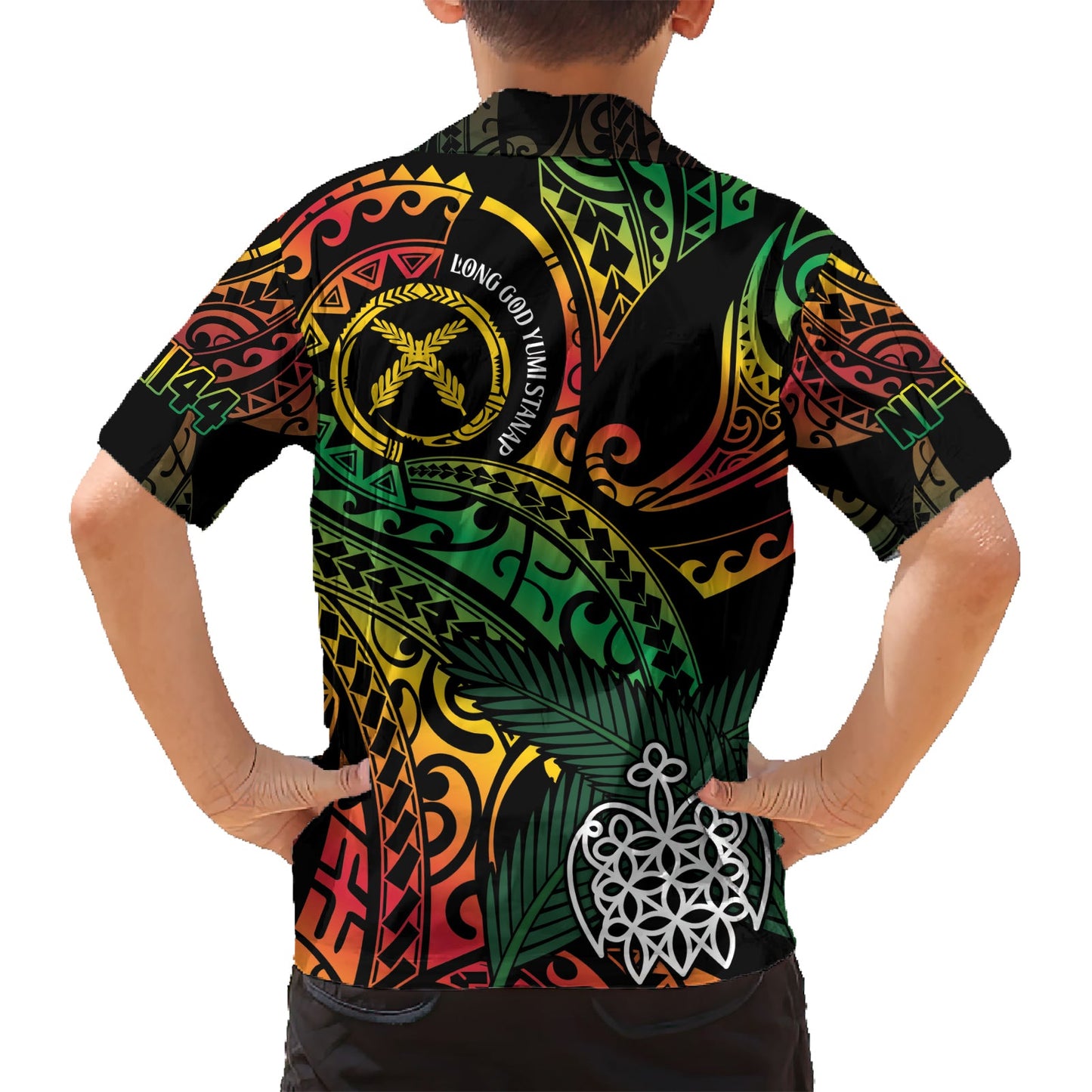 Vanuatu Indipendens Dei Hawaiihemd Mix Traditionelle Sandzeichnung LT7