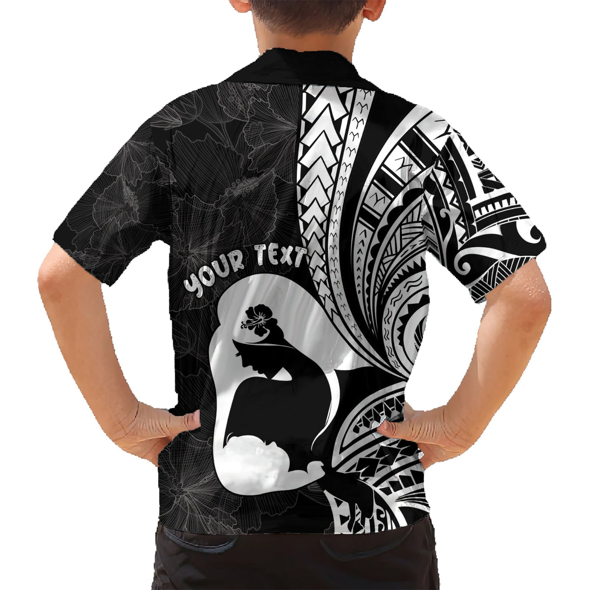 Muttertag Hawaiihemd Polynesia Vintage Hibiscus - Schwarz LT7