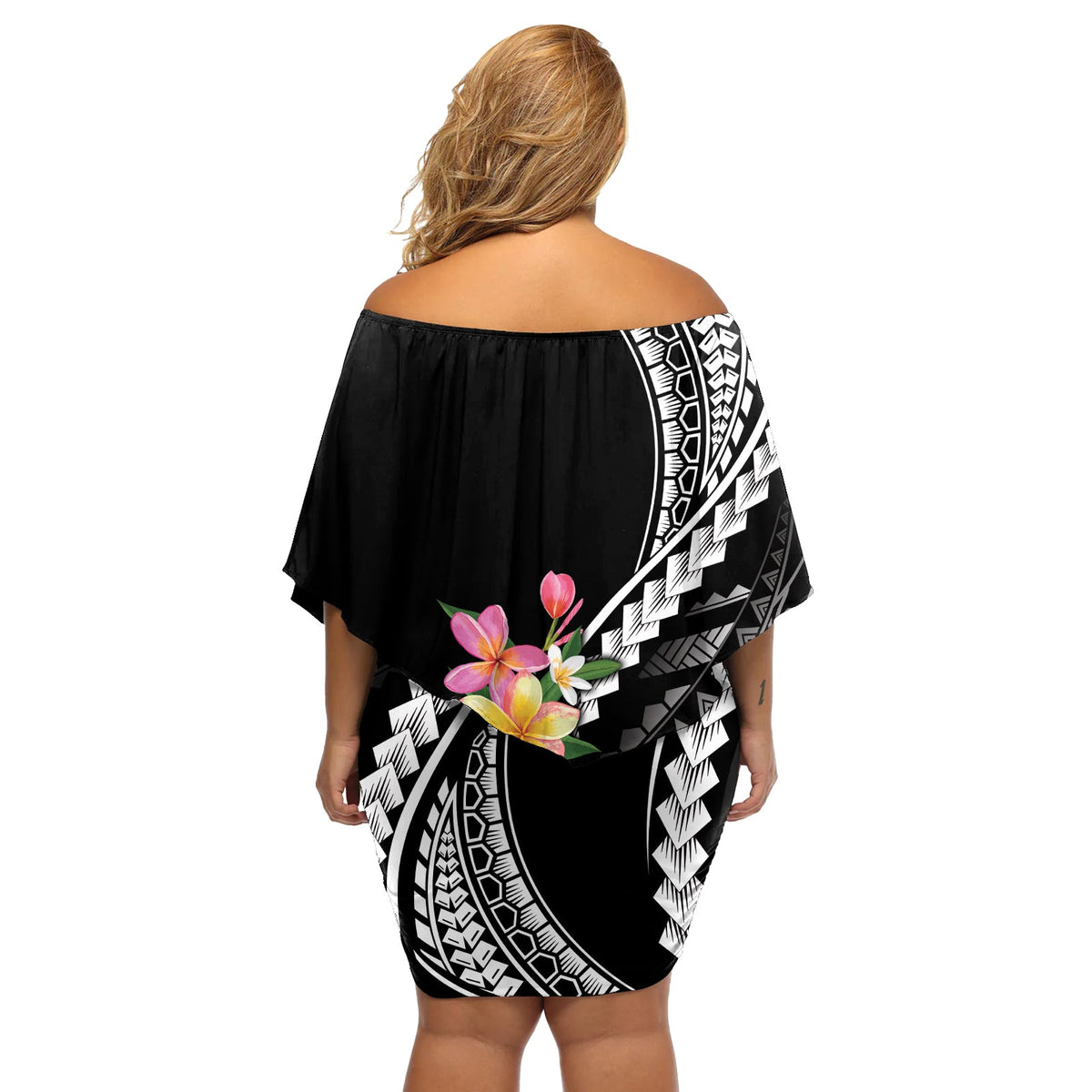 AAPI Heritage Month Schulterfreies kurzes Kleid blumen Kanaka Hawaii Plumeria LT7