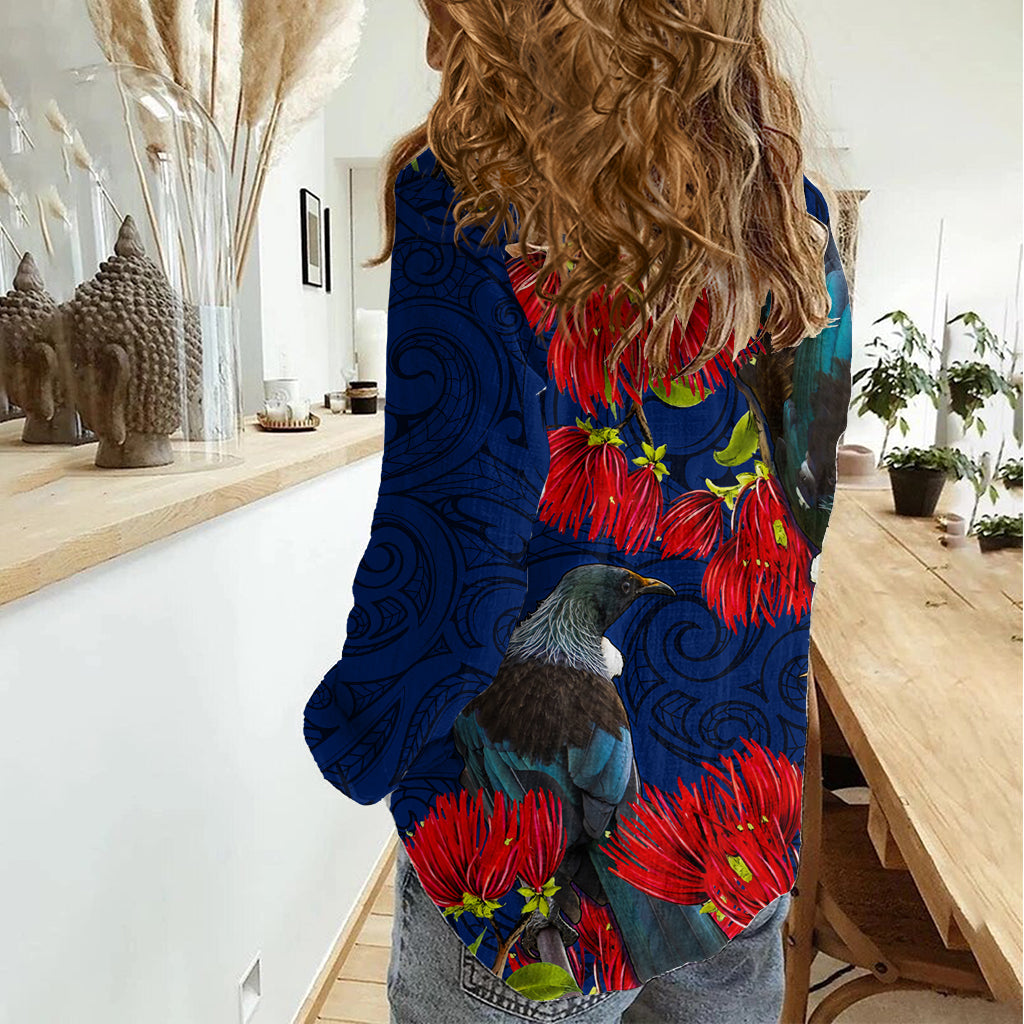 Neuseeland Damen Casual Shirt Tui Paar mit Pohutukawa LT7
