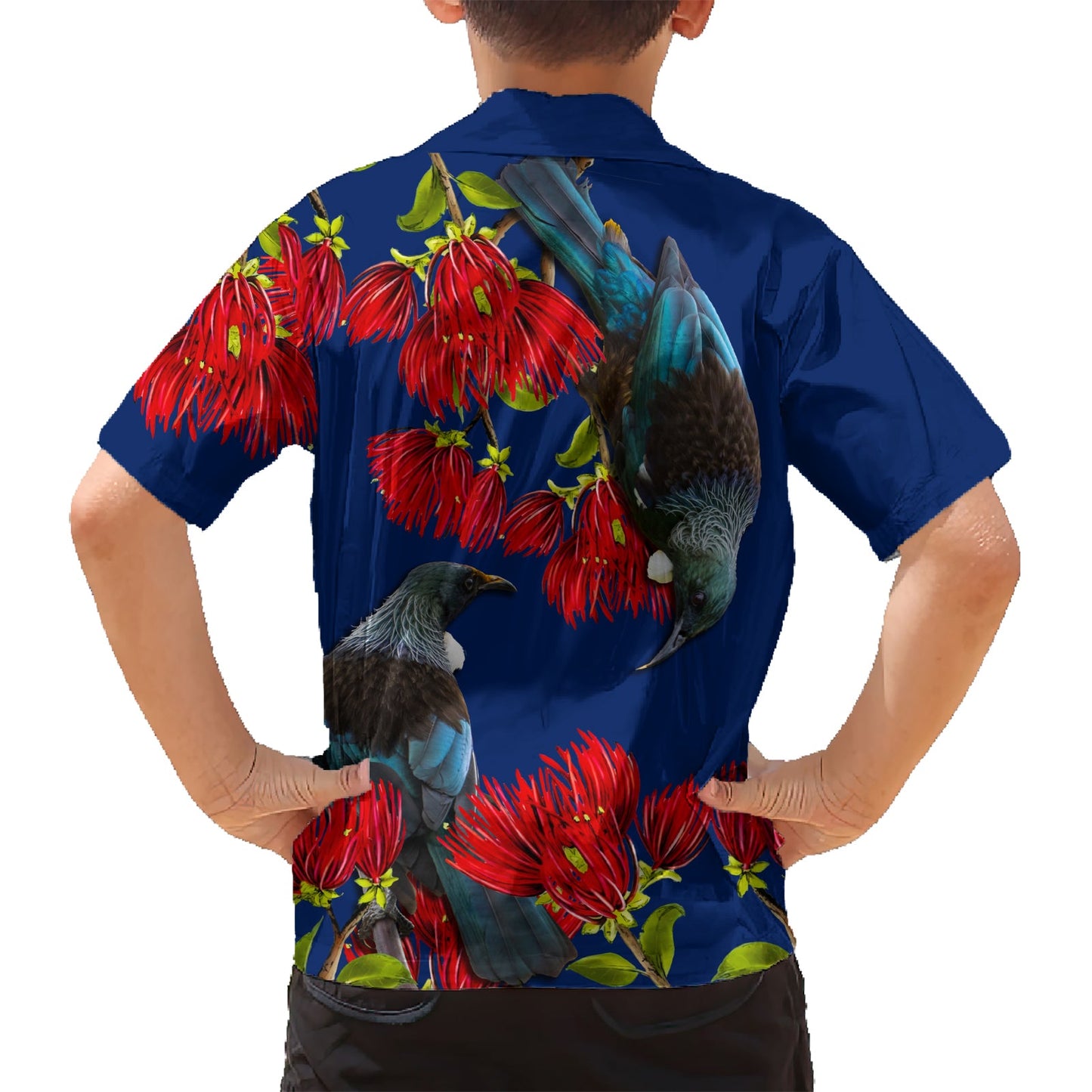 Neuseeland Pohutukawa mit Tui Vögel Hawaiian Shirt Version 2 LT7