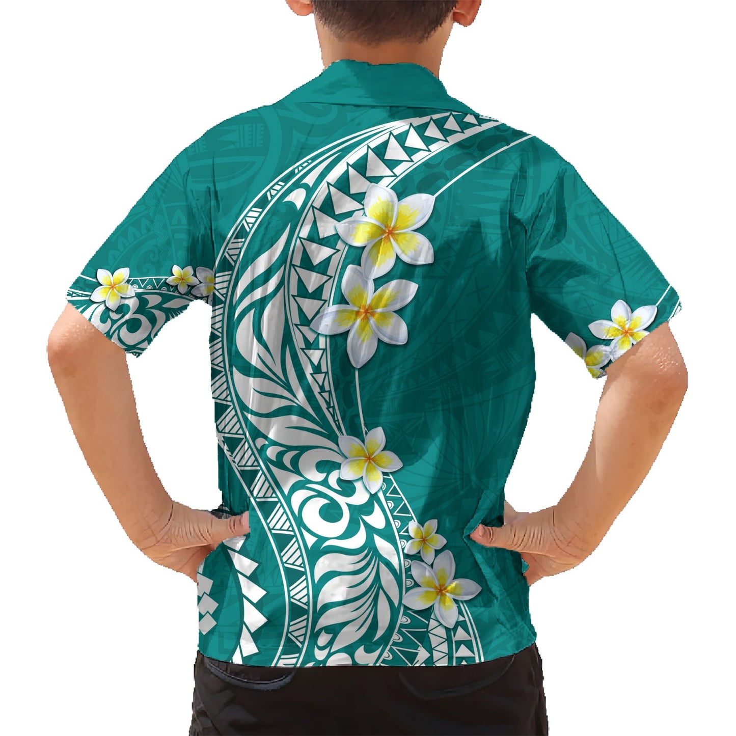 Hawaii Aloha Hawaiihemd Plumeria Vintage - Petrol LT7