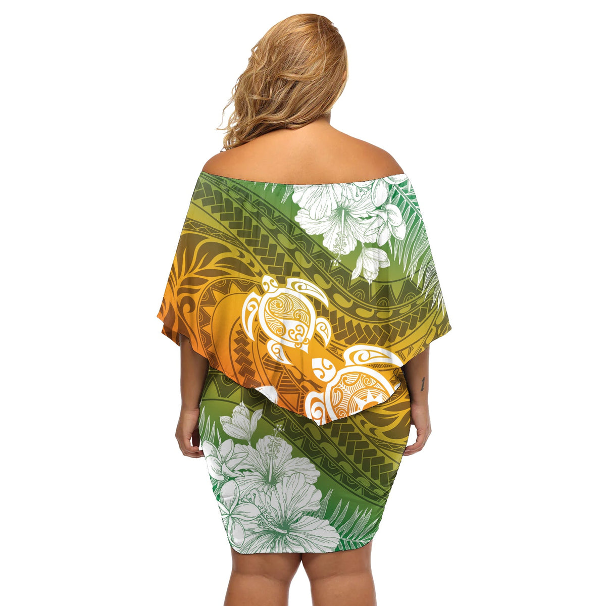 Kanaka Maoli Hawaii-Flaggentag, schulterfreies, kurzes Kleid mit blumen, lebendige Frangipani LT7