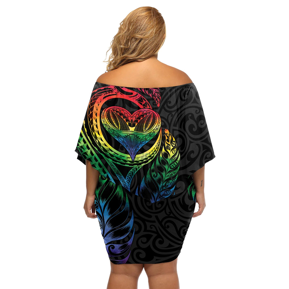 New Zealand Pride Schulterfreies Kurzes Kleider blumen Takatapui Rainbow Fern LT7