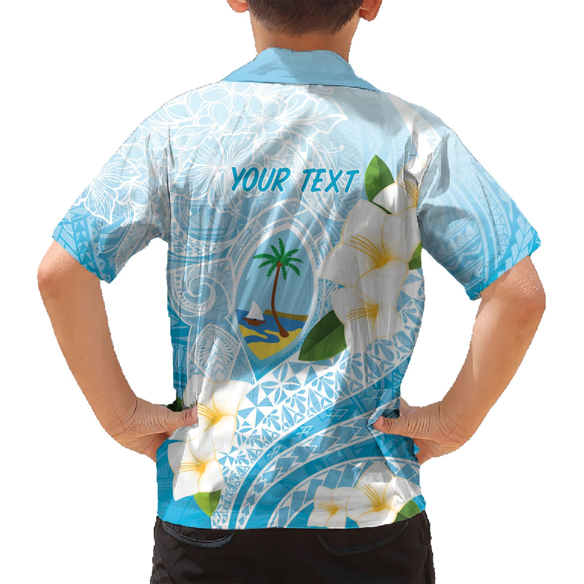 Guam Chamorro Guasali Blumen Hawaiihemd Aqua Gradient LT7