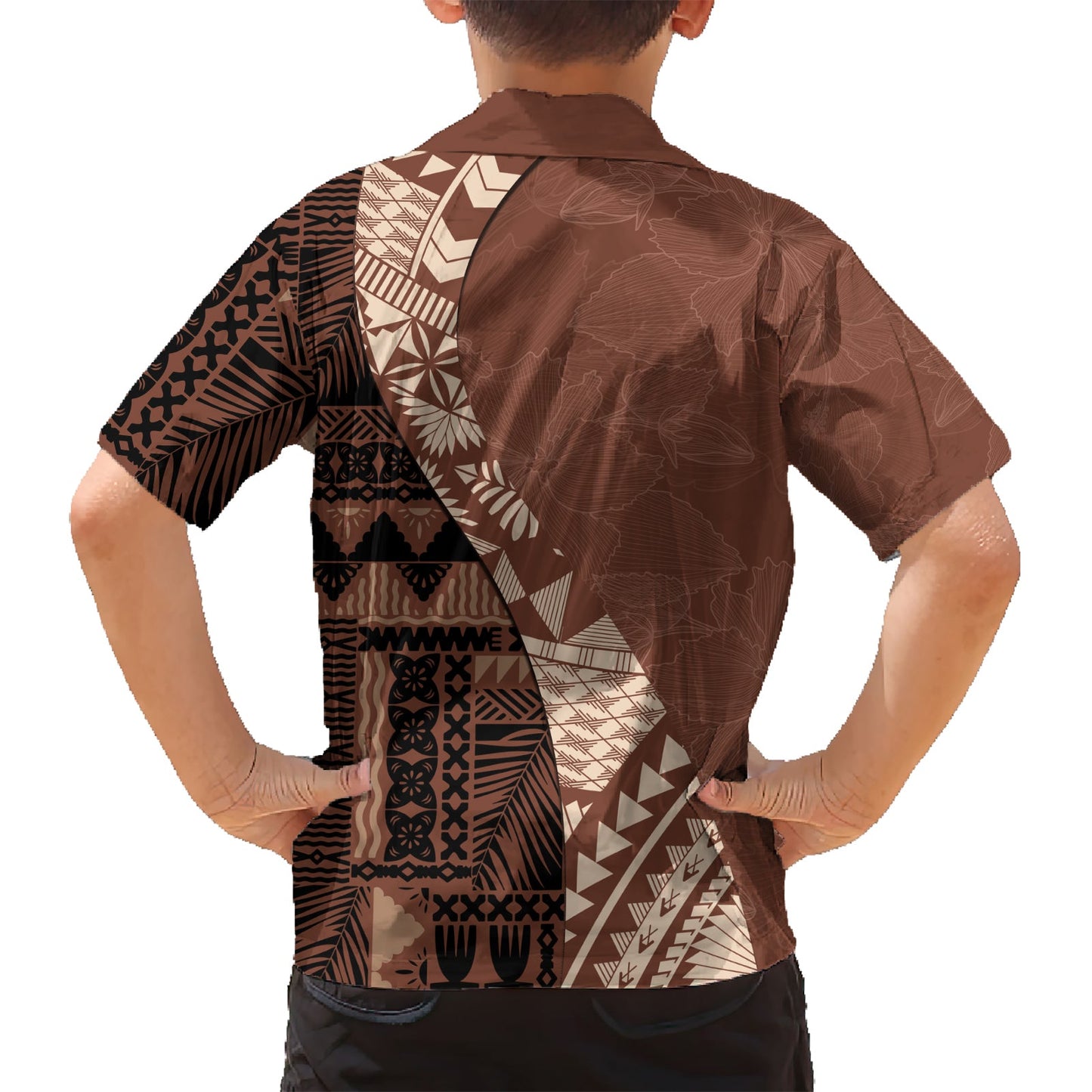 Bula Fiji Hawaiihemd Tribal Masi Tapa - Braun LT7
