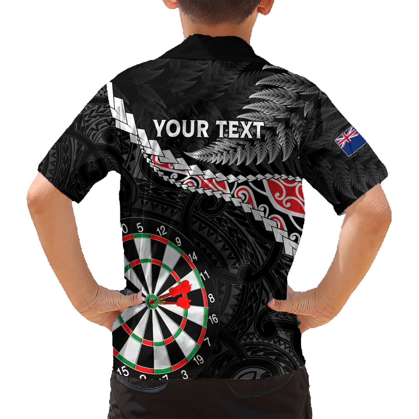 Personalisiertes Neuseeland Darts Hawaiihemd Maori Manaia LT7