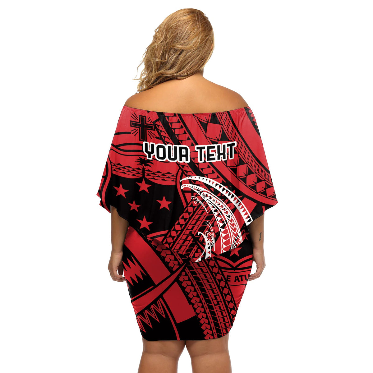 Benutzerdefinierte Samoa Manuia le 62 Tausaga O le Tutoatasi Off Schulter kurzes Kleider blumen Samoan Tatau rot Art LT9